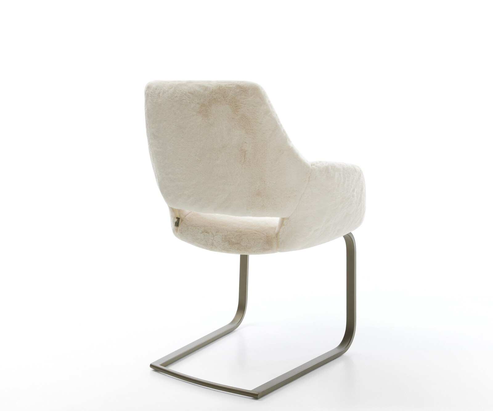 Freischwinger Yago-Flex mit Armlehnen Plüsch Creme-Weiß Freischwinger flach Effektfinish Titan Taschenfederkern 5