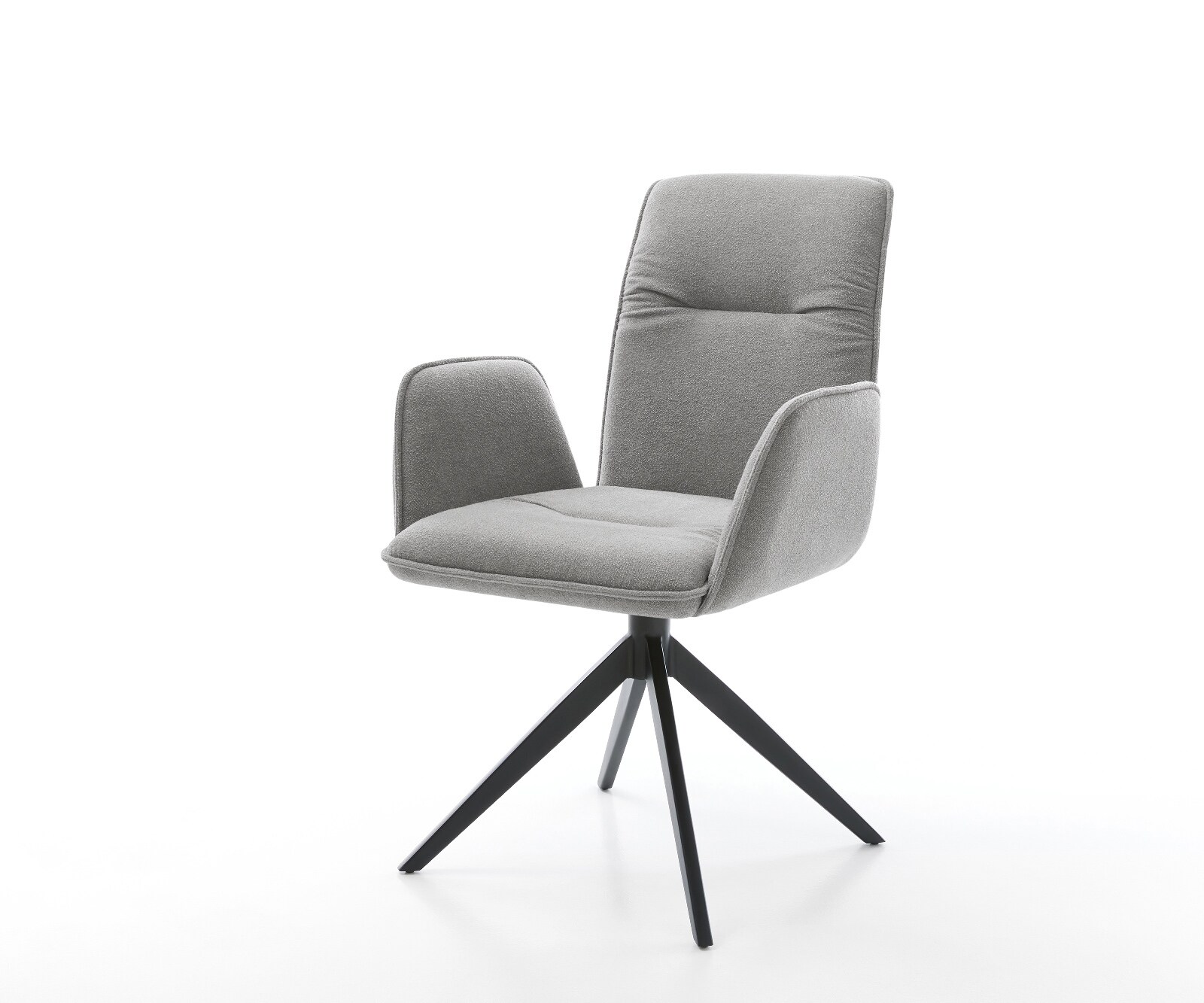 Drehstuhl Vinja-Flex Strukturstoff Soft Grau Kreuzgestell breit Schwarz 360° drehbar Wippfunktion