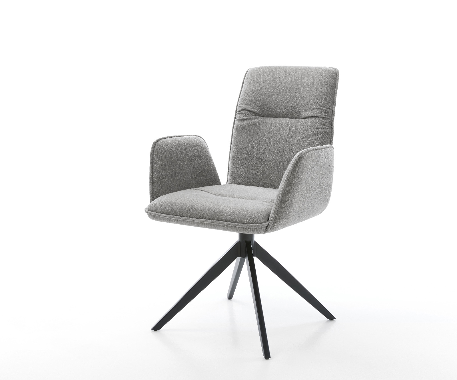 Drehstuhl Vinja-Flex Strukturstoff Soft Grau Kreuzgestell breit Schwarz 360° drehbar Wippfunktion
