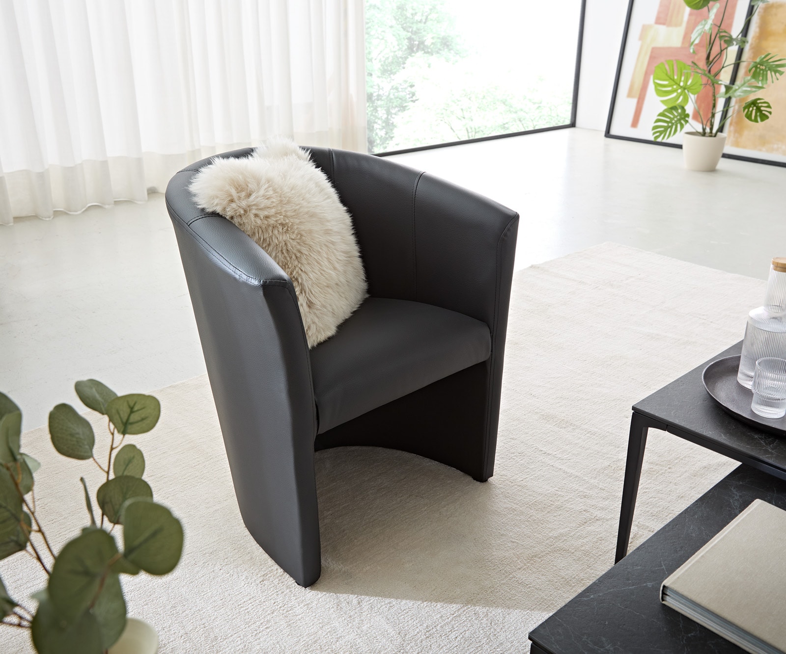 Cocktailsessel Pieder Schwarz Lounge gepolstert Kunstleder 3 Cocktailsessel Pieder Schwarz Lounge gepolstert Kunstleder 3