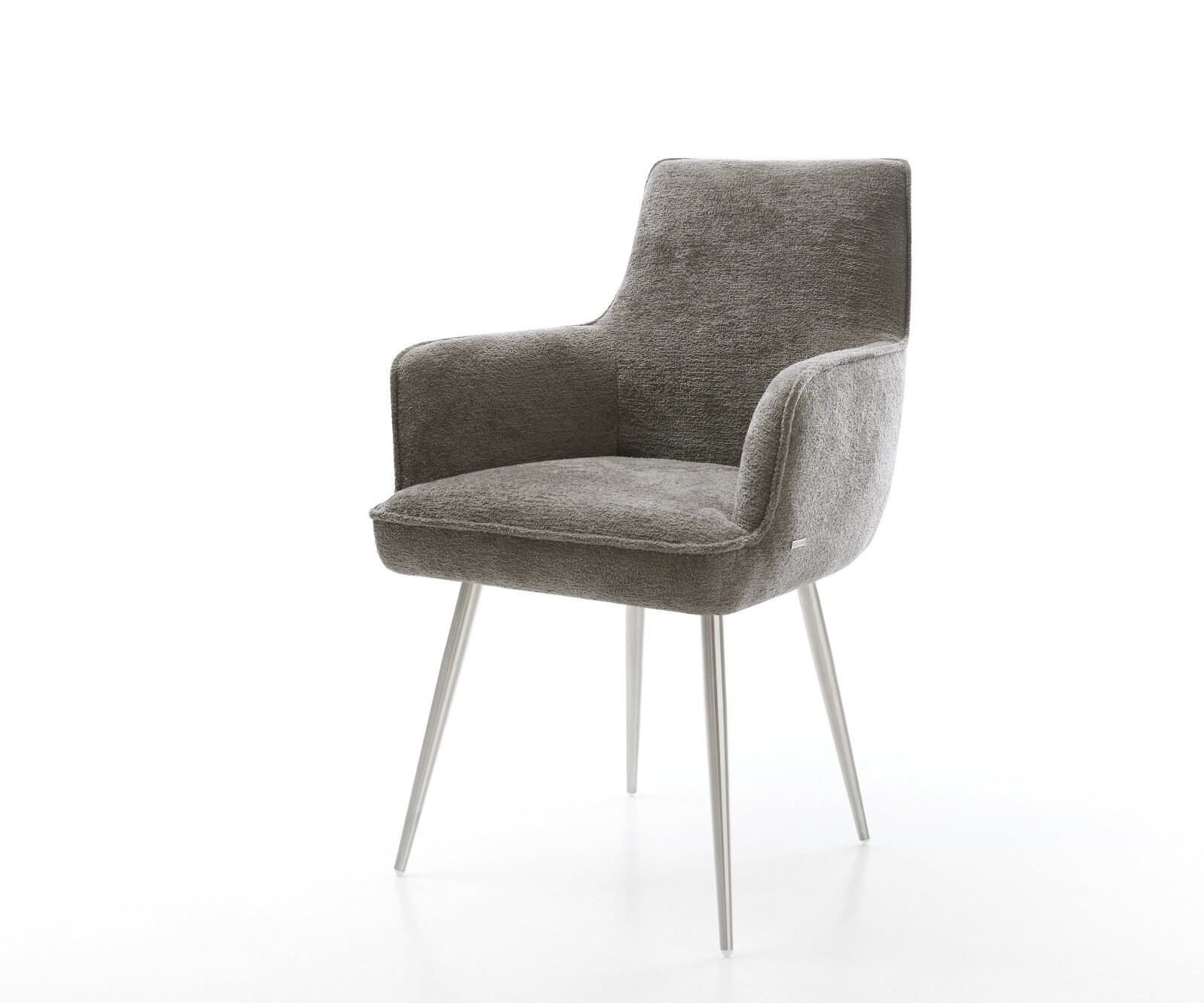 Esszimmerstuhl Heira-Flex mit Armlehnen Bouclé Soft Schlamm 4-Fuß konisch E günstig online kaufen