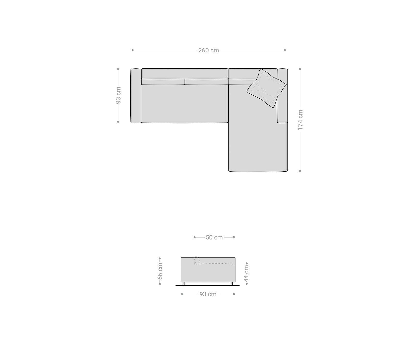 Eckcouch Brom 260x175 cm Mikrofaser Grau Recamiere rechts 6