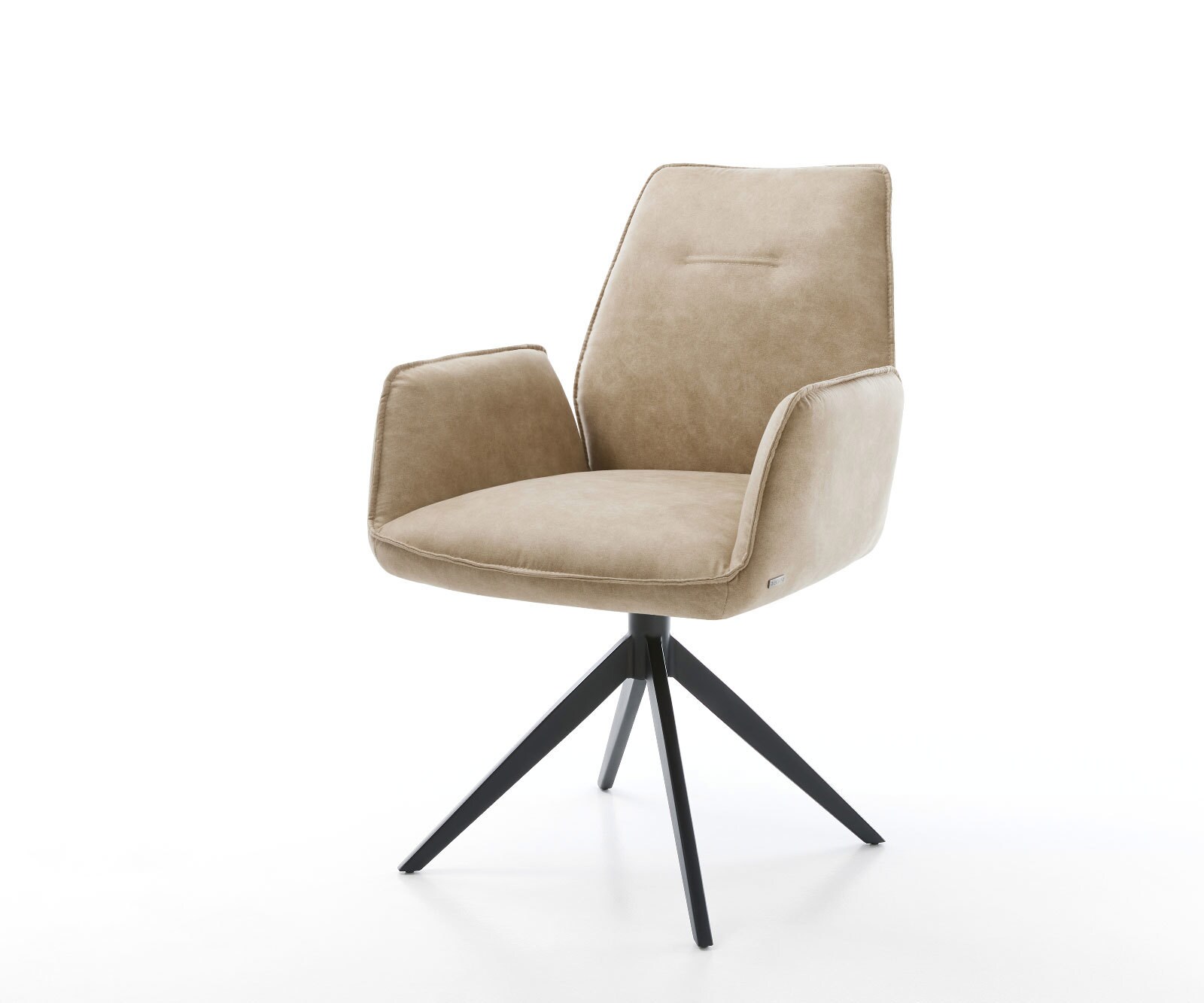 Esszimmerstuhl Zoa-Flex Mikrofaser Beige Vintage Kreuzgestell breit Schwarz Taschenfederkern