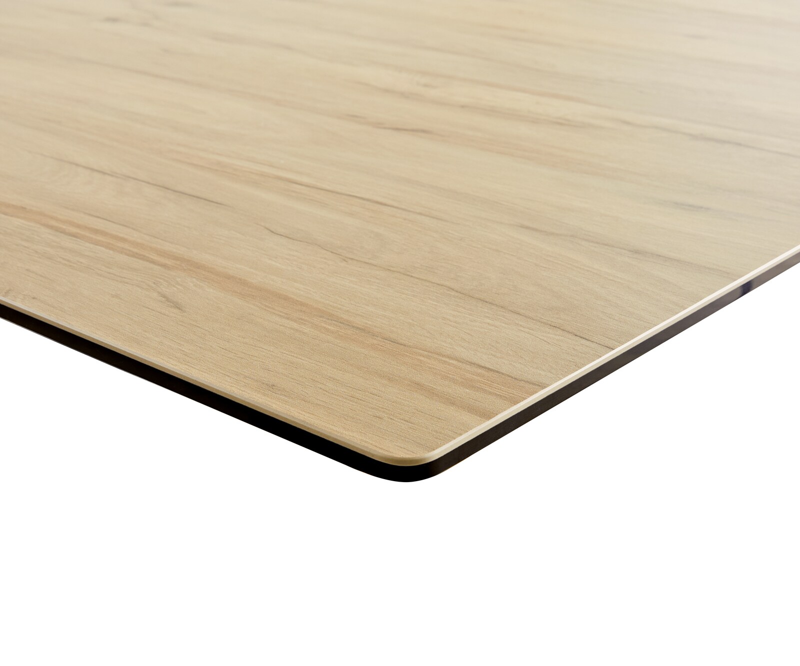 Esstisch Edge 180-220x100 Keramik Laminam® Sabbia Eichefarbig W-Gestell Schwarz ausziehbar