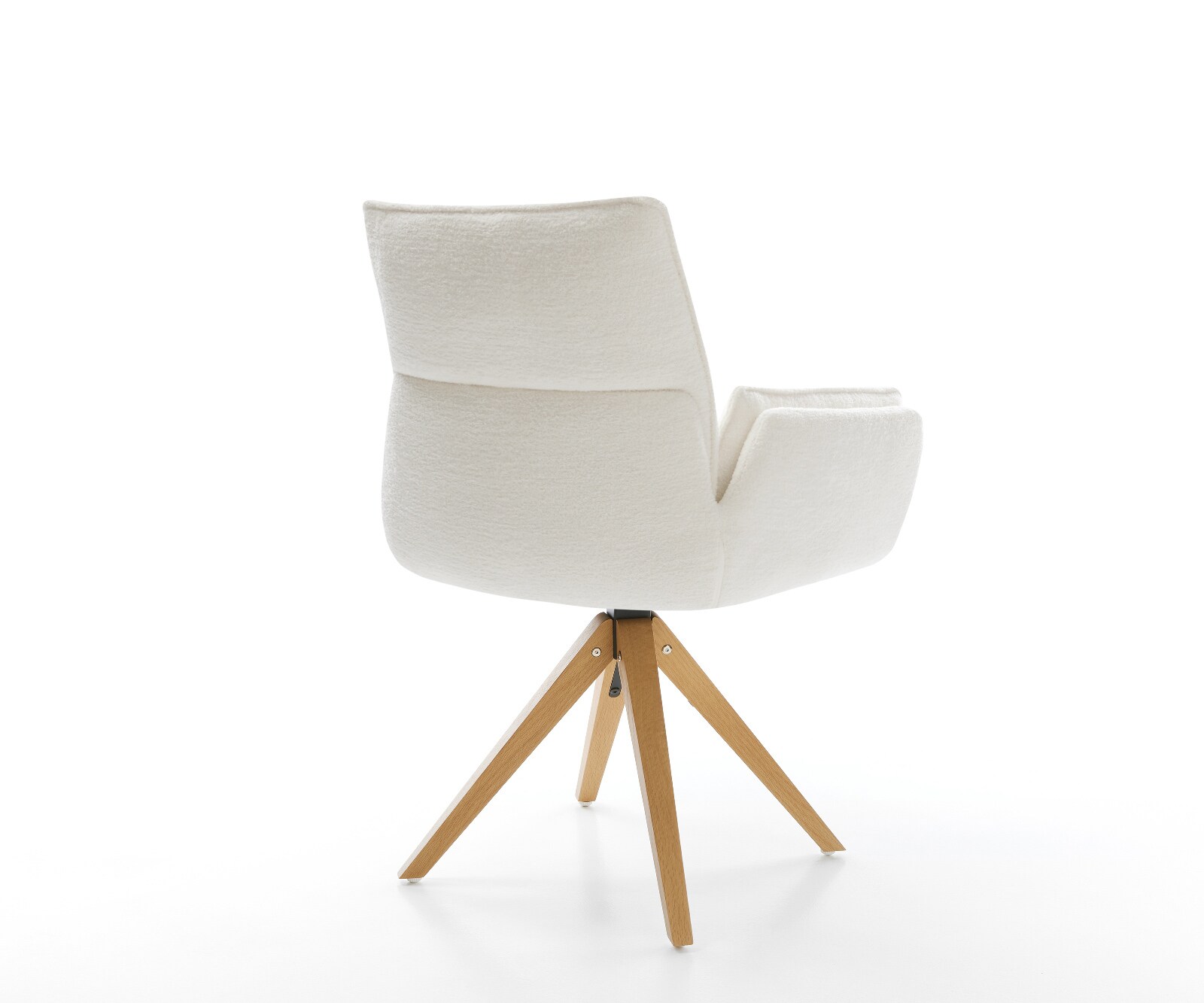 Drehstuhl Nela-Flex Bouclé Soft Beige Holzgestell kantig Natur 360° drehbar 4