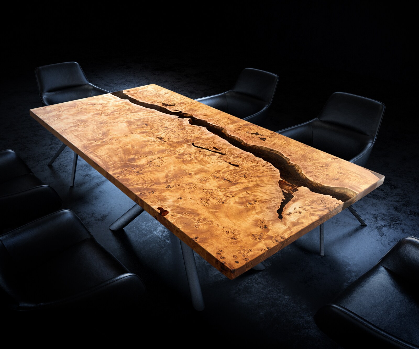 Tischplatte Nussbaum Natur 200 cm Epoxid Metallic-Braun Unikat Nr. 32983