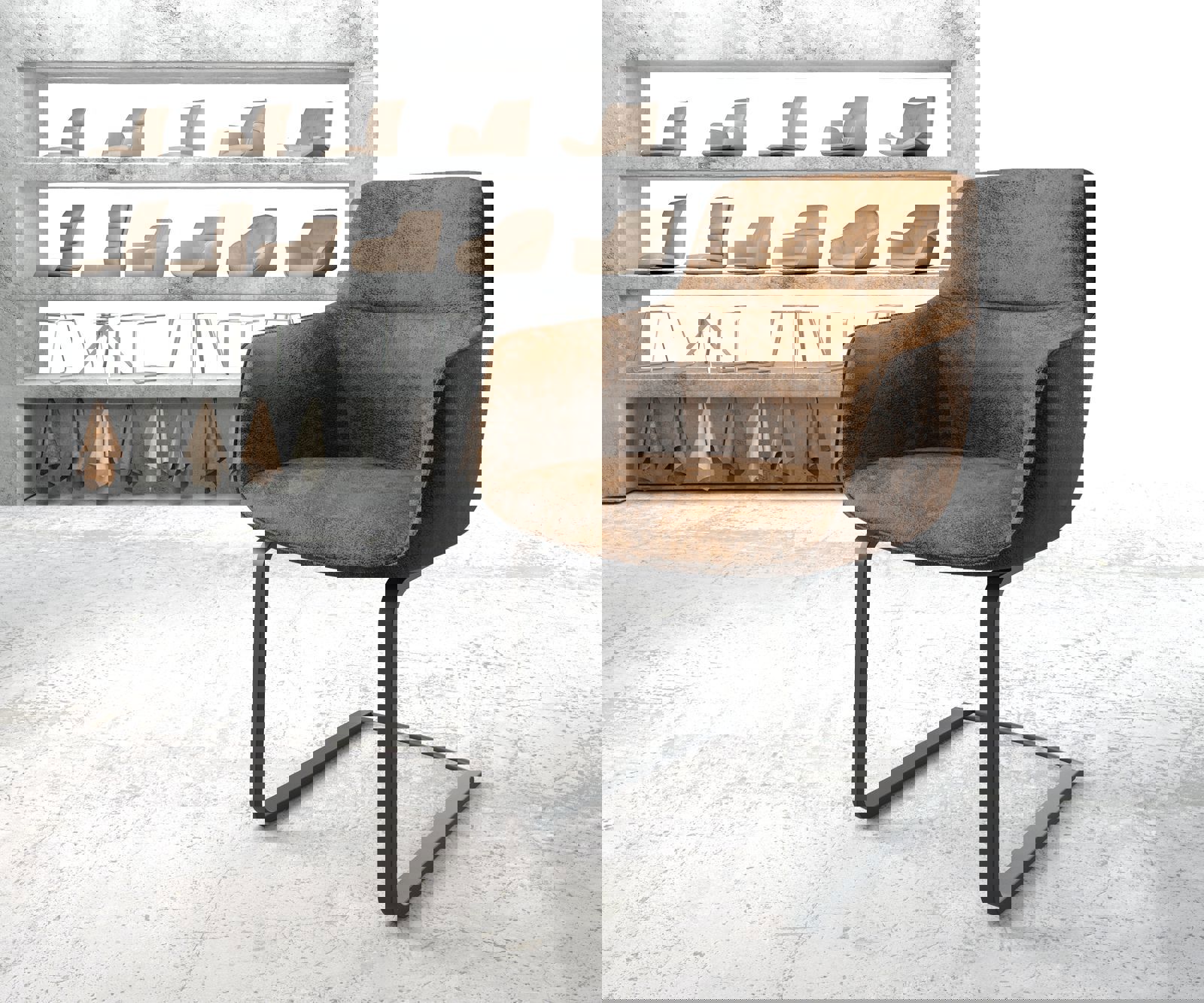 Schwingstuhl Pejo-Flex Braun Antik Freischwinger flach Schwarz günstig online kaufen