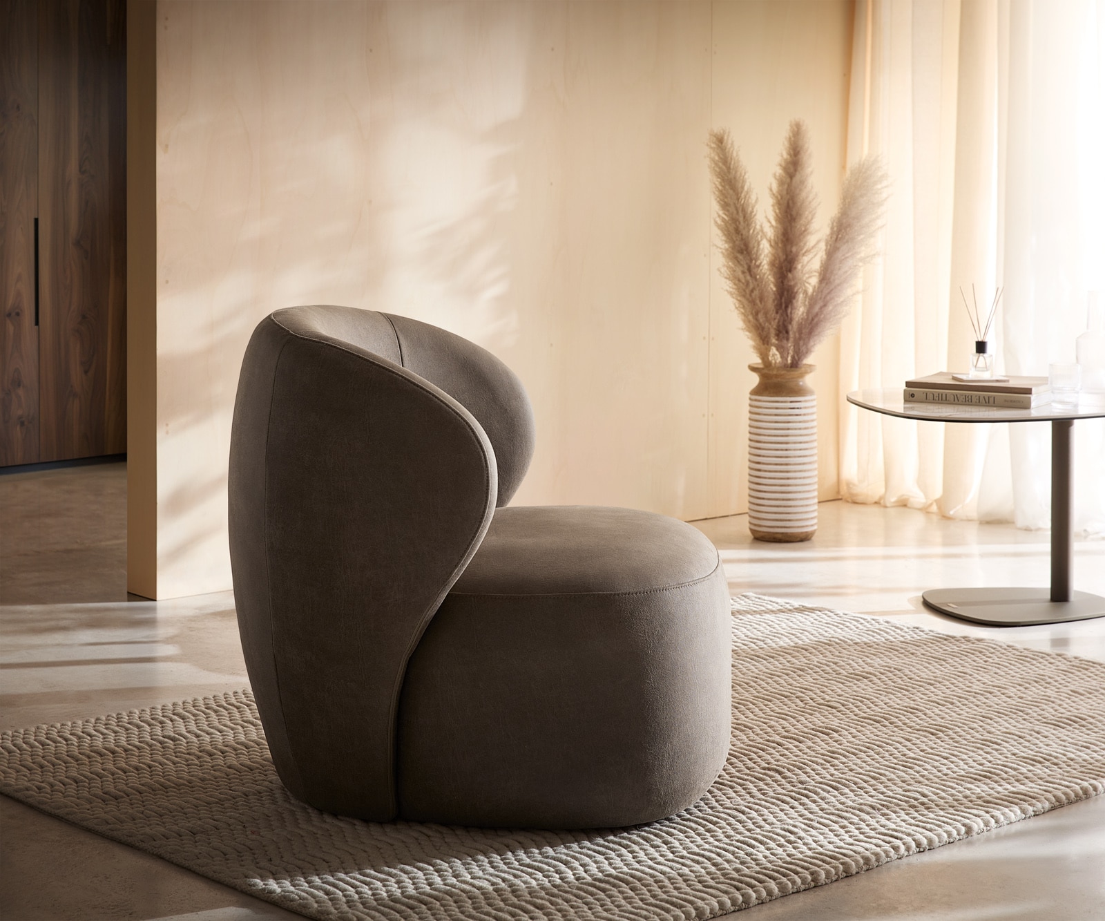 Loungesessel Pulo 80x80 cm Mikrofaser Taupe Vintage 4