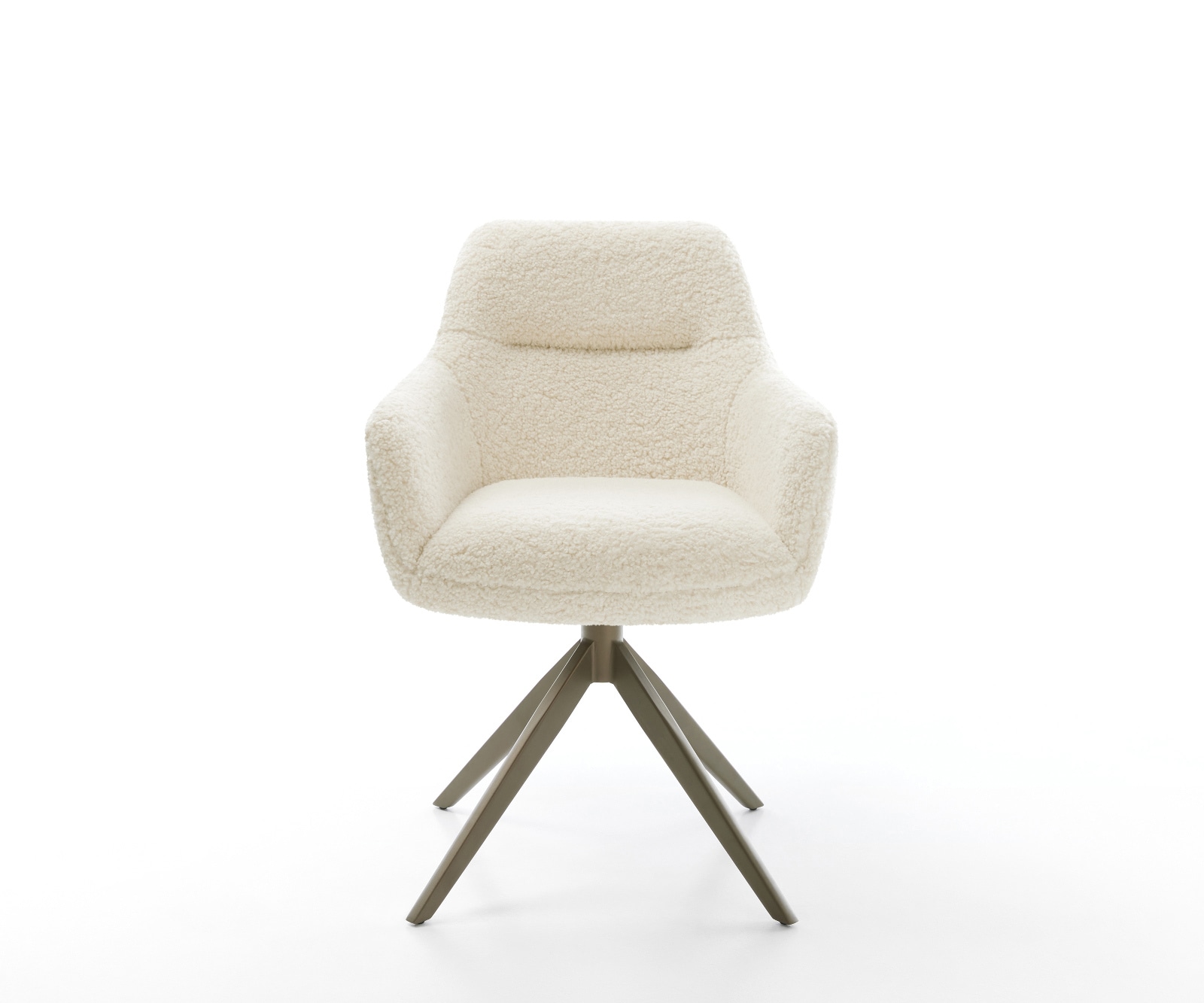 Drehstuhl Pejo-Flex Teddystoff Beige Kreuzgestell breit Effektfinish Titan 360° drehbar Wippfunktion Taschenfederkern 2