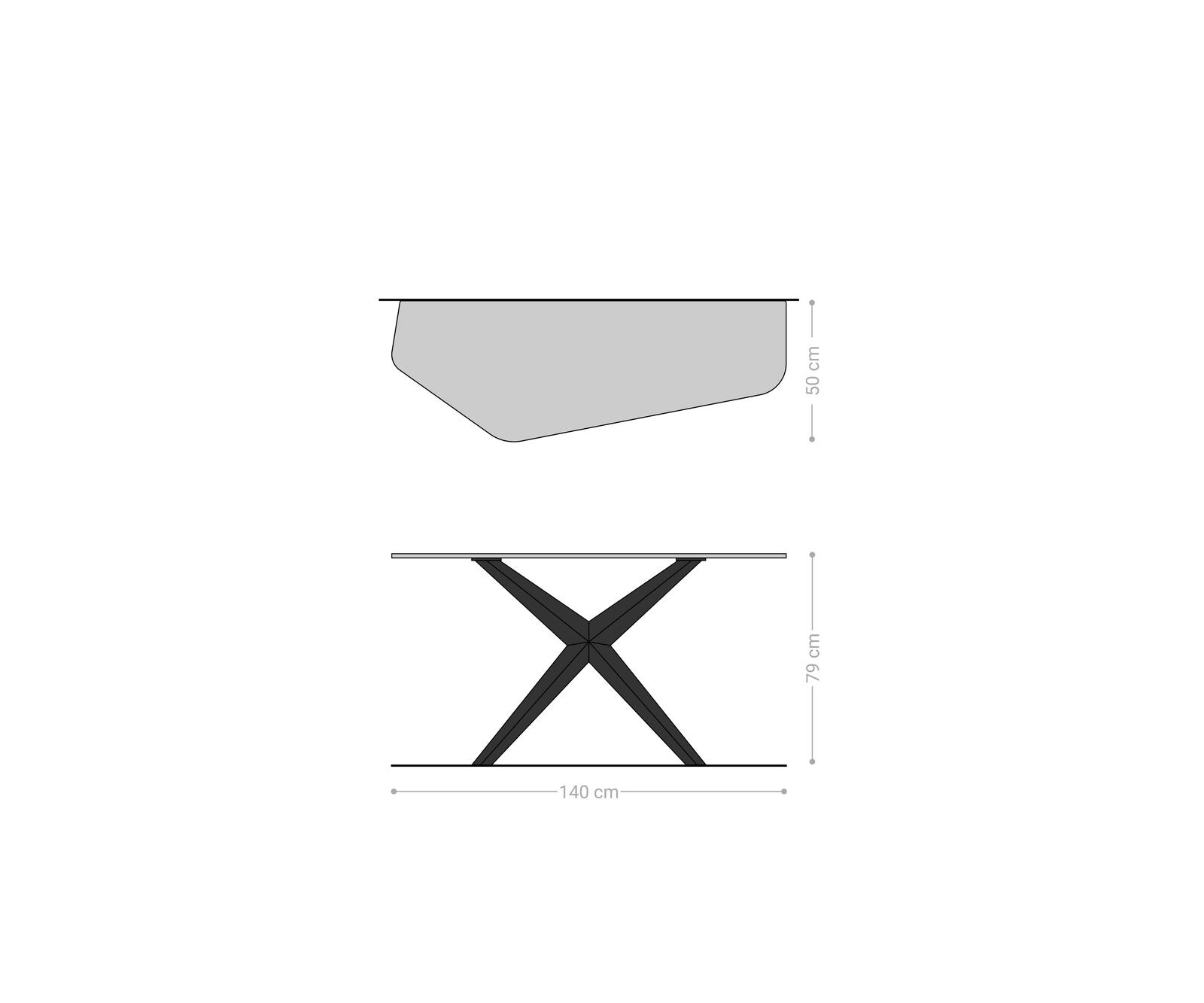 Konsolentisch Edge Polygonal 140x50 cm Keramik Emperador Extra Lucidato Dunkelbraun Zentharo Metall Schwarz 8