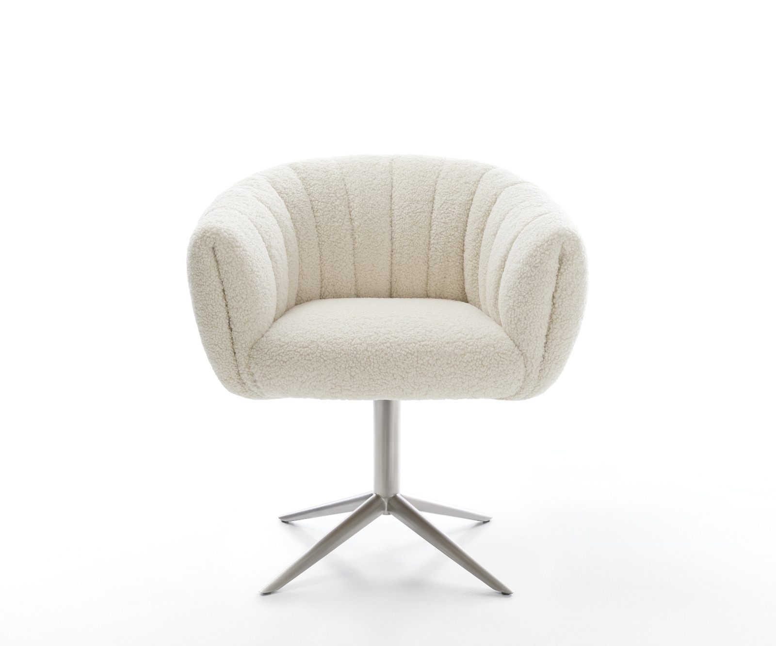 Drehstuhl Jada-Flex Teddystoff Beige Fußkreuz Edelstahl 360° drehbar Wippfunktion Taschenfederkern 2