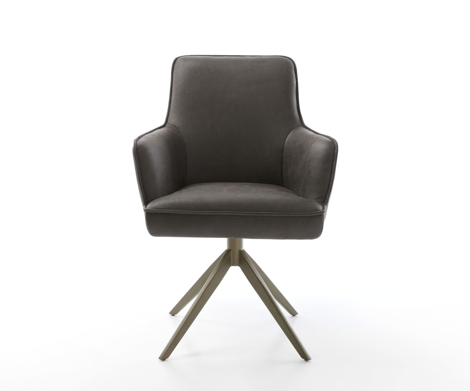 Drehstuhl Heira-Flex mit Armlehnen Mikrofaser Anthrazit Vintage Kreuzgestell breit Effektfinish Titan 360° drehbar Wippfunktion Taschenfederkern 1