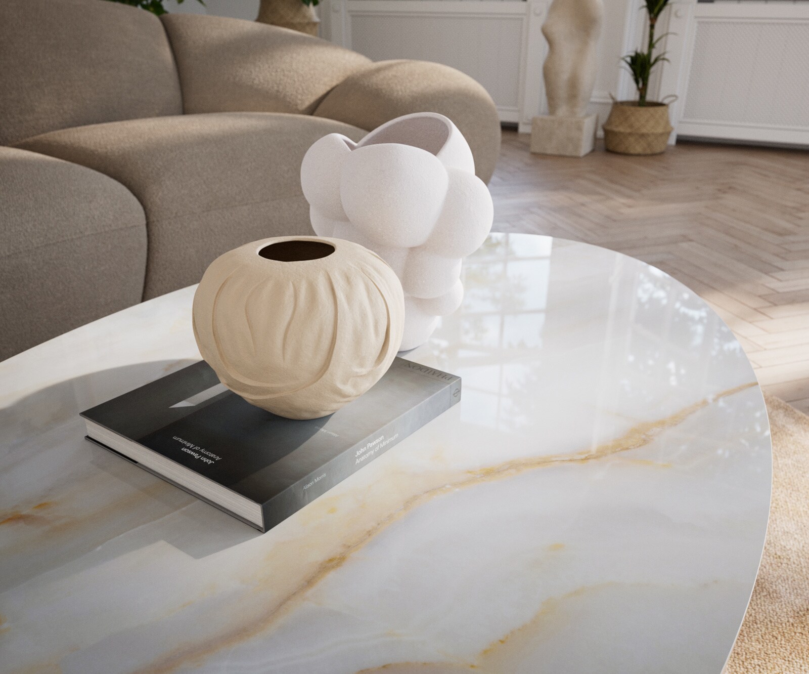 Couchtisch Edge Oval 140x80 cm Keramik Onyx Pearl Conis Metall Schwarz 6