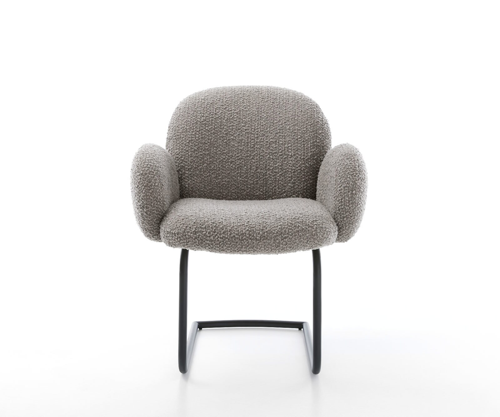 Freischwinger Nube-Flex mit Armlehnen Bouclé Silbergrau Freischwinger rund Schwarz Taschenfederkern 2