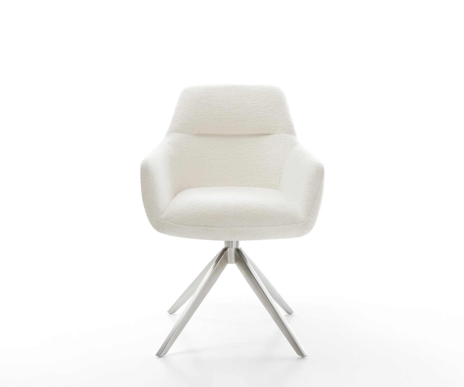 Drehstuhl Pejo-Flex Bouclé Soft Beige Kreuzgestell breit Edelstahl 360° drehbar Wippfunktion Taschenfederkern 2