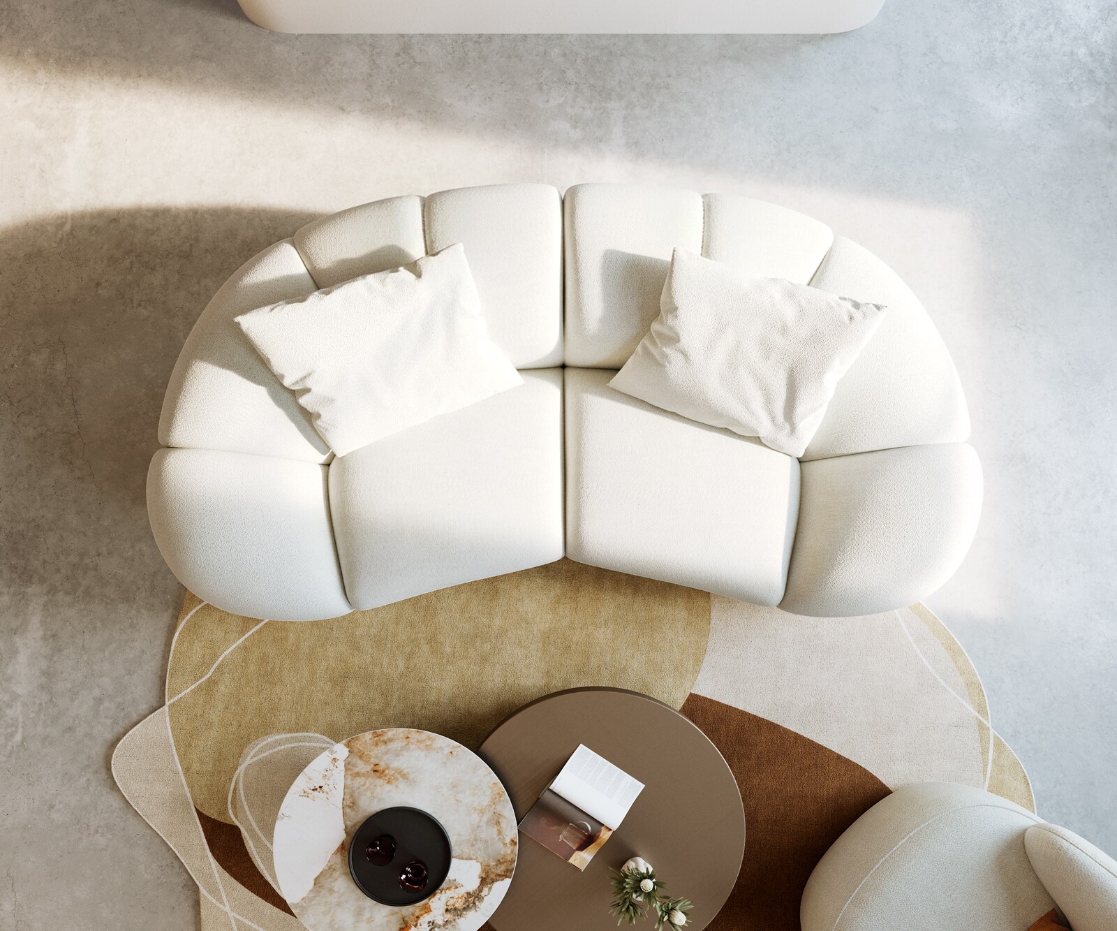 2-Sitzer Lunna 280x170 cm Bouclé Soft Beige 2 Kissen 6