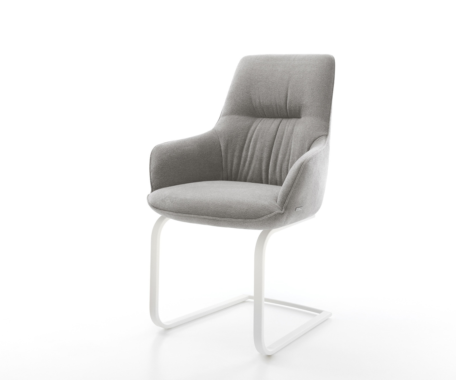 Freischwinger Zelia-Flex mit Armlehnen Strukturstoff Soft Grau Freischwinger flach Weiß Taschenfederkern