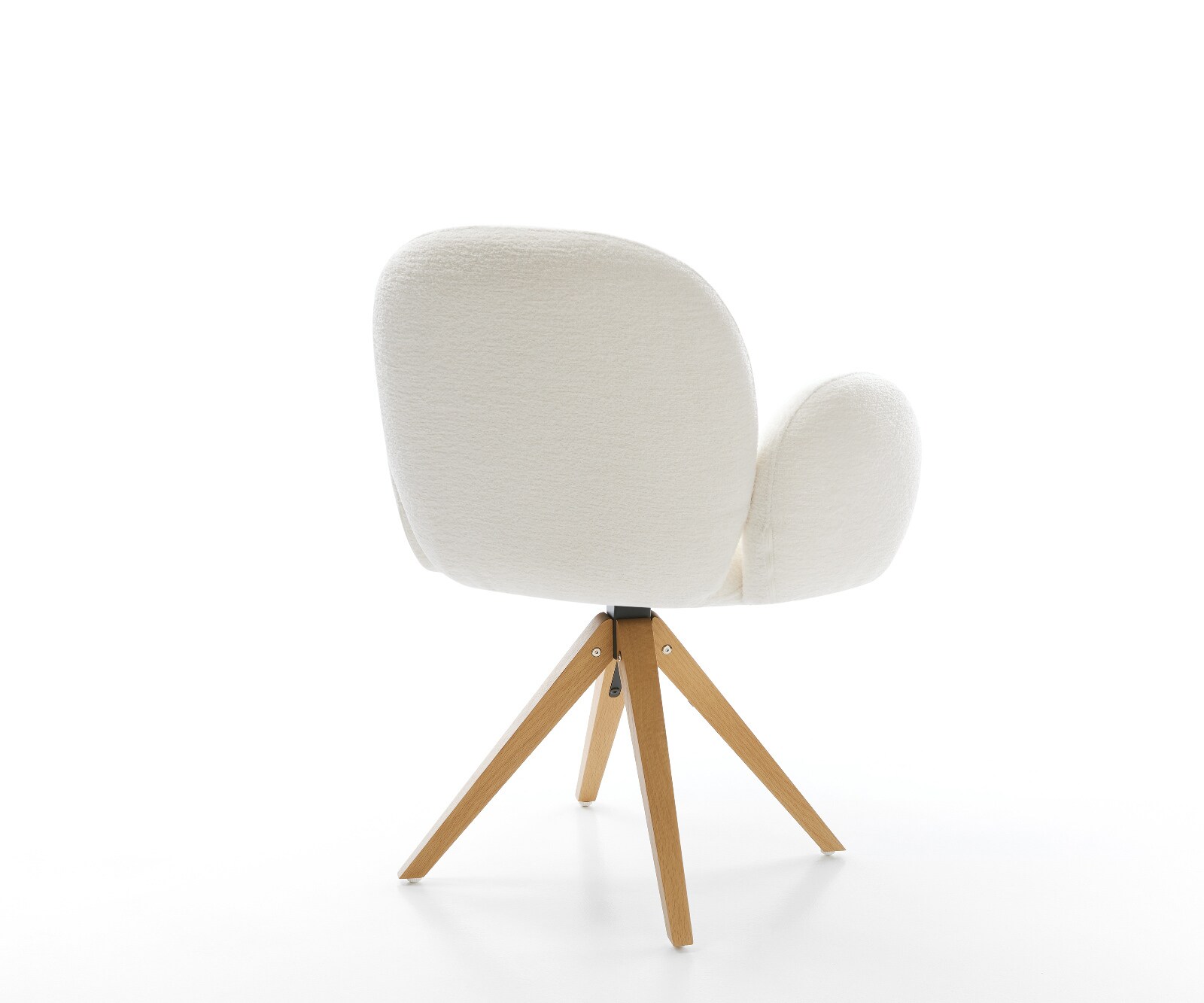 Drehstuhl Nube-Flex mit Armlehnen Bouclé Soft Beige Holzgestell kantig Natur 360° drehbar Taschenfederkern 4