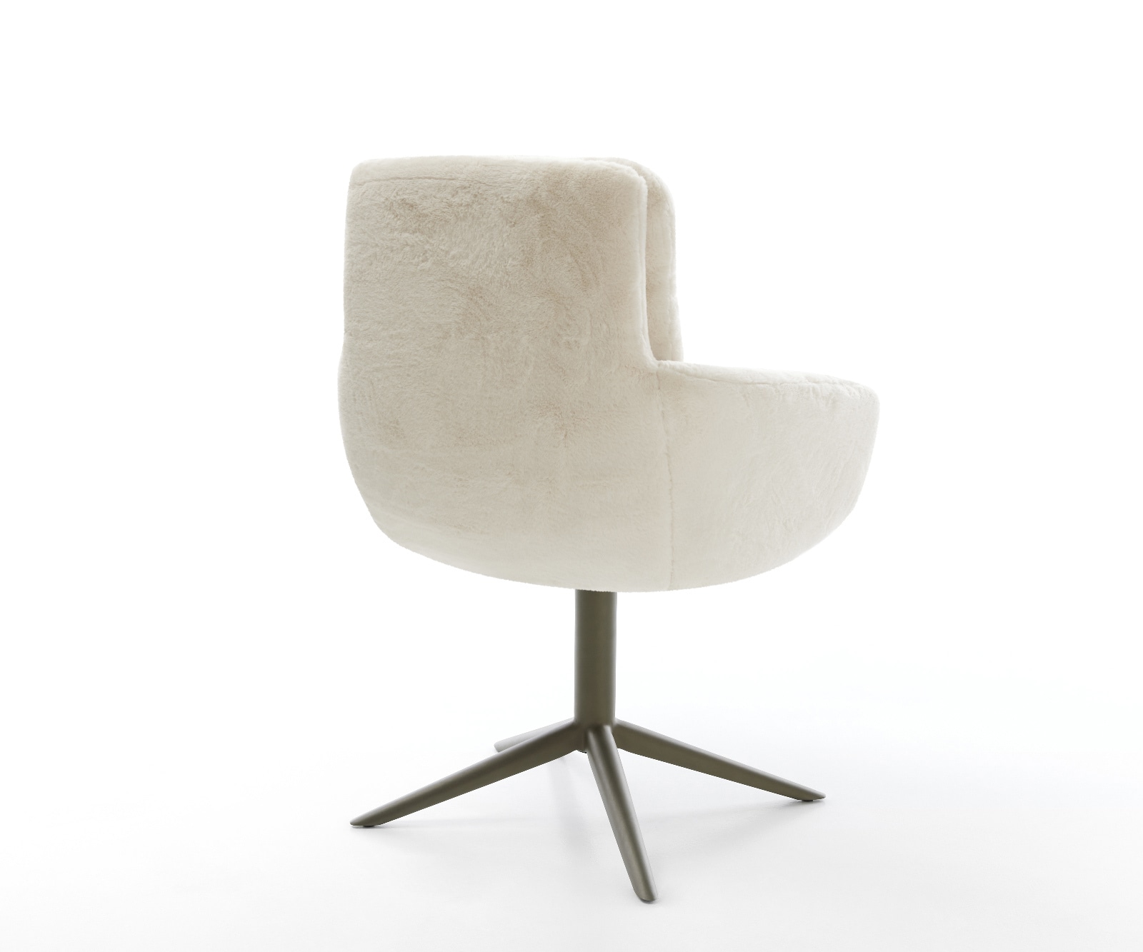 Drehstuhl Abelia-Flex mit Armlehnen Plüsch Creme-Weiß Fußkreuz Effektfinish Titan 360° drehbar Wippfunktion 4