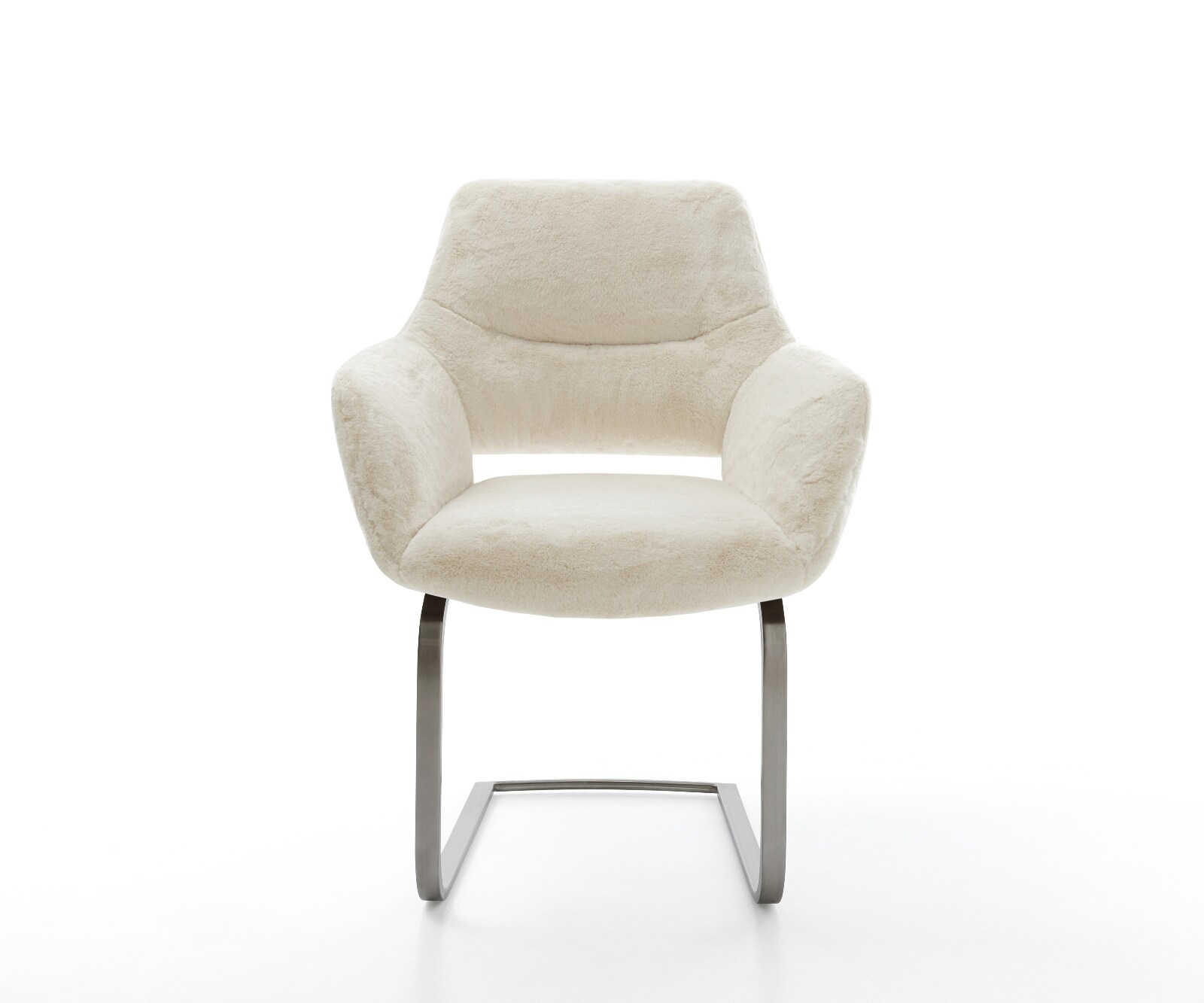 Freischwinger Yago-Flex mit Armlehnen Plüsch Creme-Weiß Freischwinger flach Graphit Taschenfederkern 2