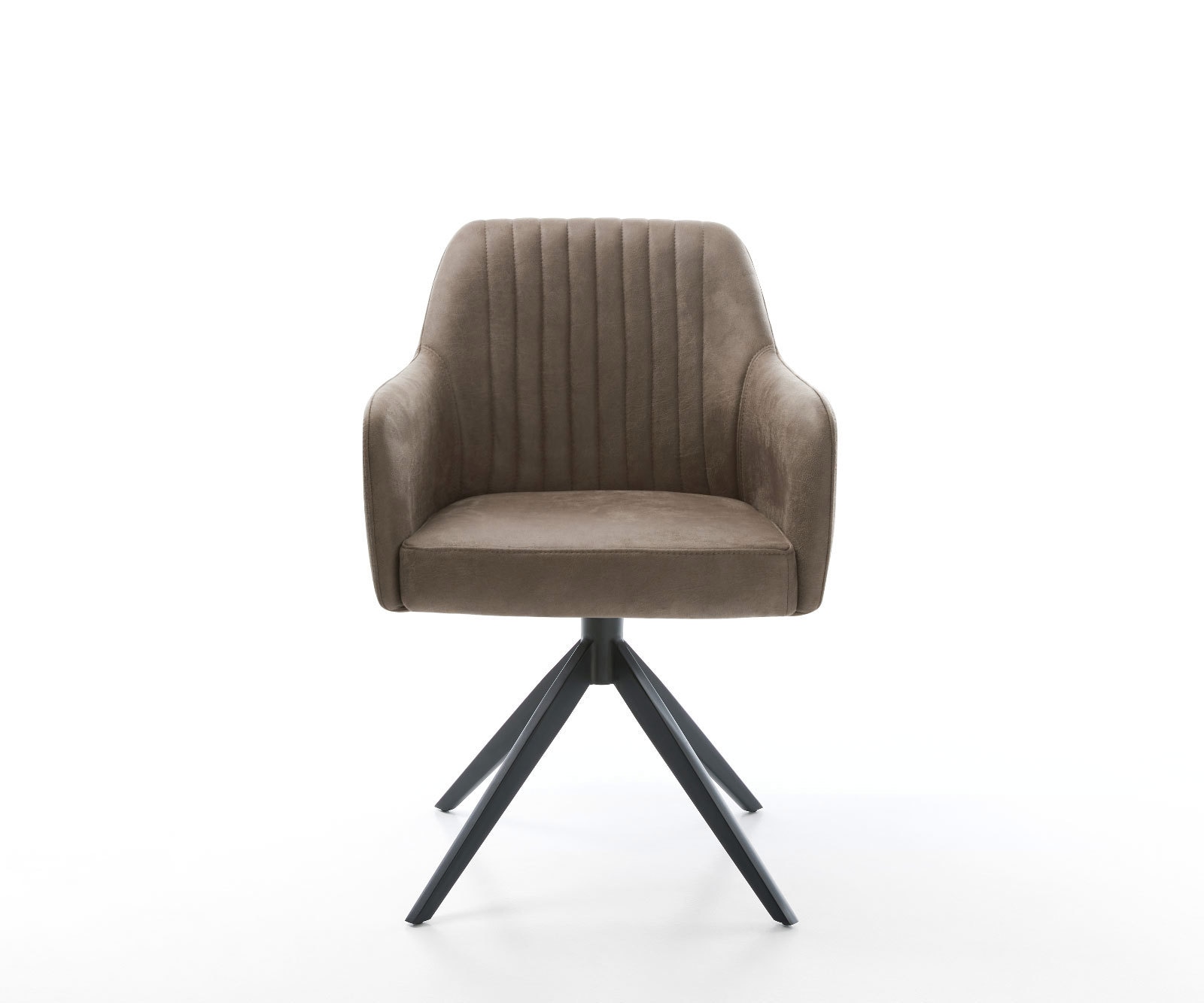 Esszimmerstuhl Greg-Flex Mikrofaser Taupe Vintage Kreuzgestell breit Schwarz Taschenfederkern 2