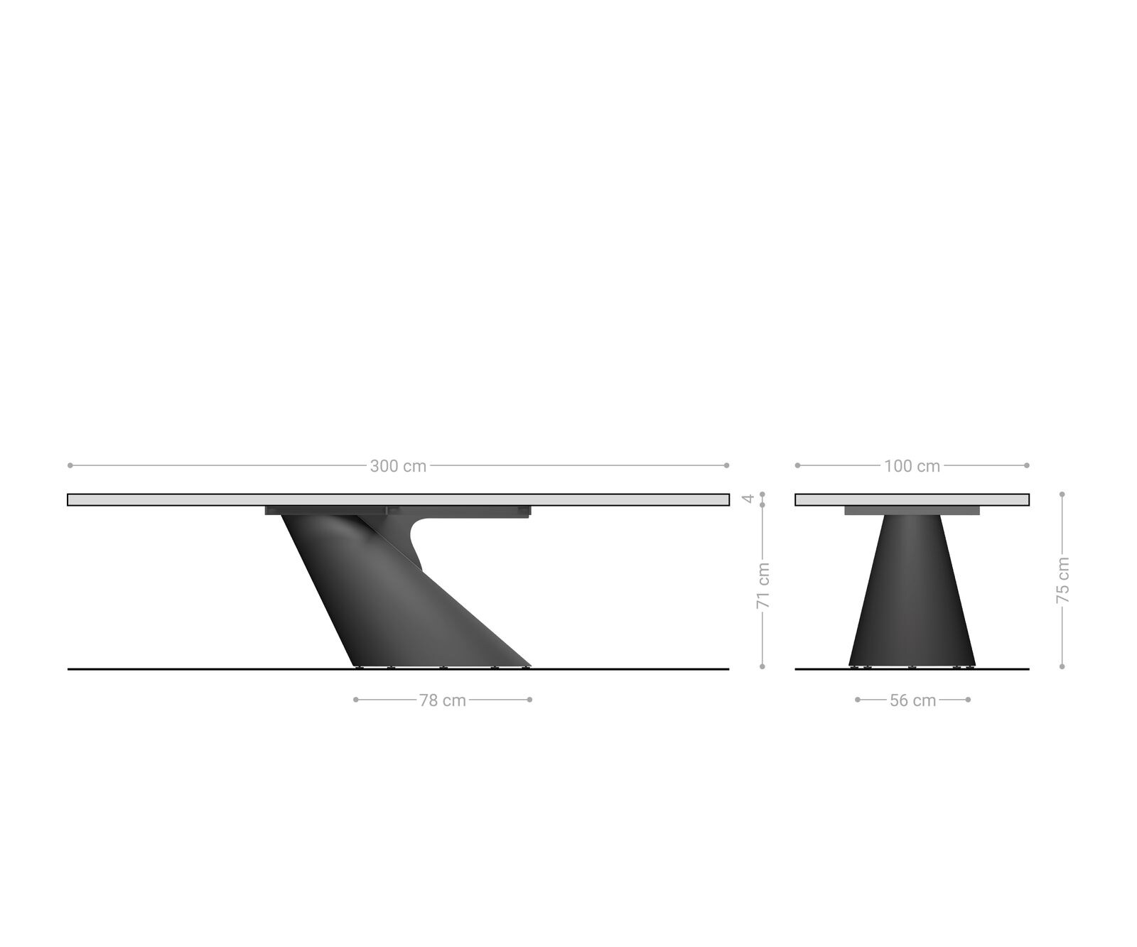 Esstisch Edge 300x100x4 Eiche Natur Cono Metallic Silber Live-Edge 6