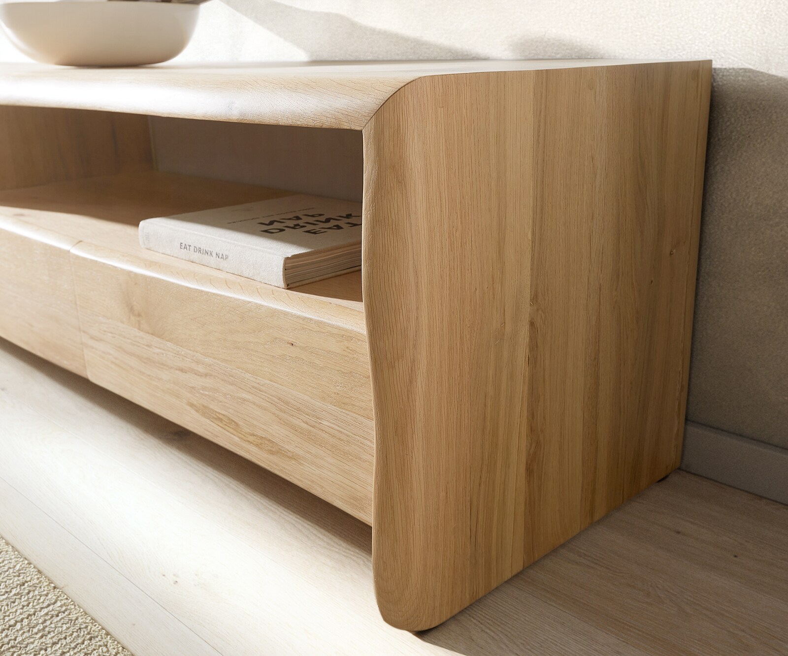 Lowboard Live-Edge 230 cm Eiche Natur 4 Schübe Massiv Baumkante 3