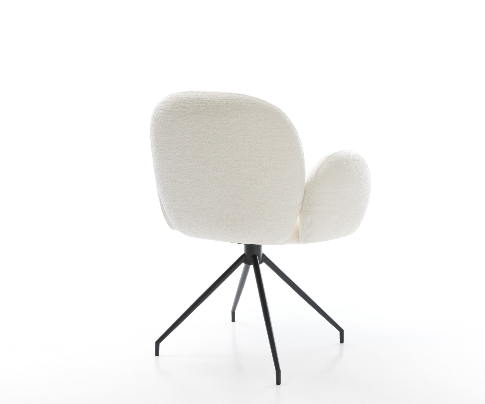 Esszimmerstuhl Nube-Flex mit Armlehnen Bouclé Soft Beige Kreuzgestell konisch Schwarz Taschenfederkern 4