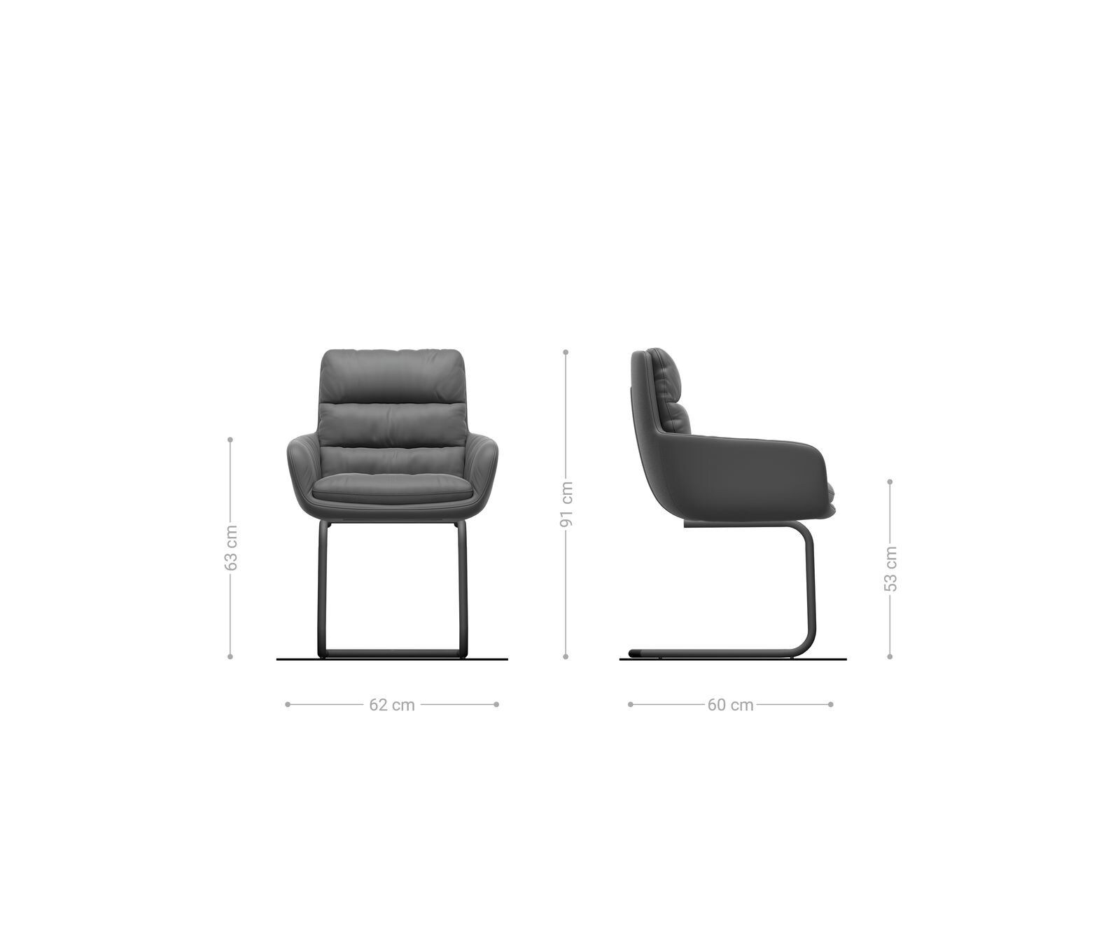 Freischwinger Abelia-Flex mit Armlehnen Mikrofaser Grau Antik Freischwinger rund Edelstahl 6