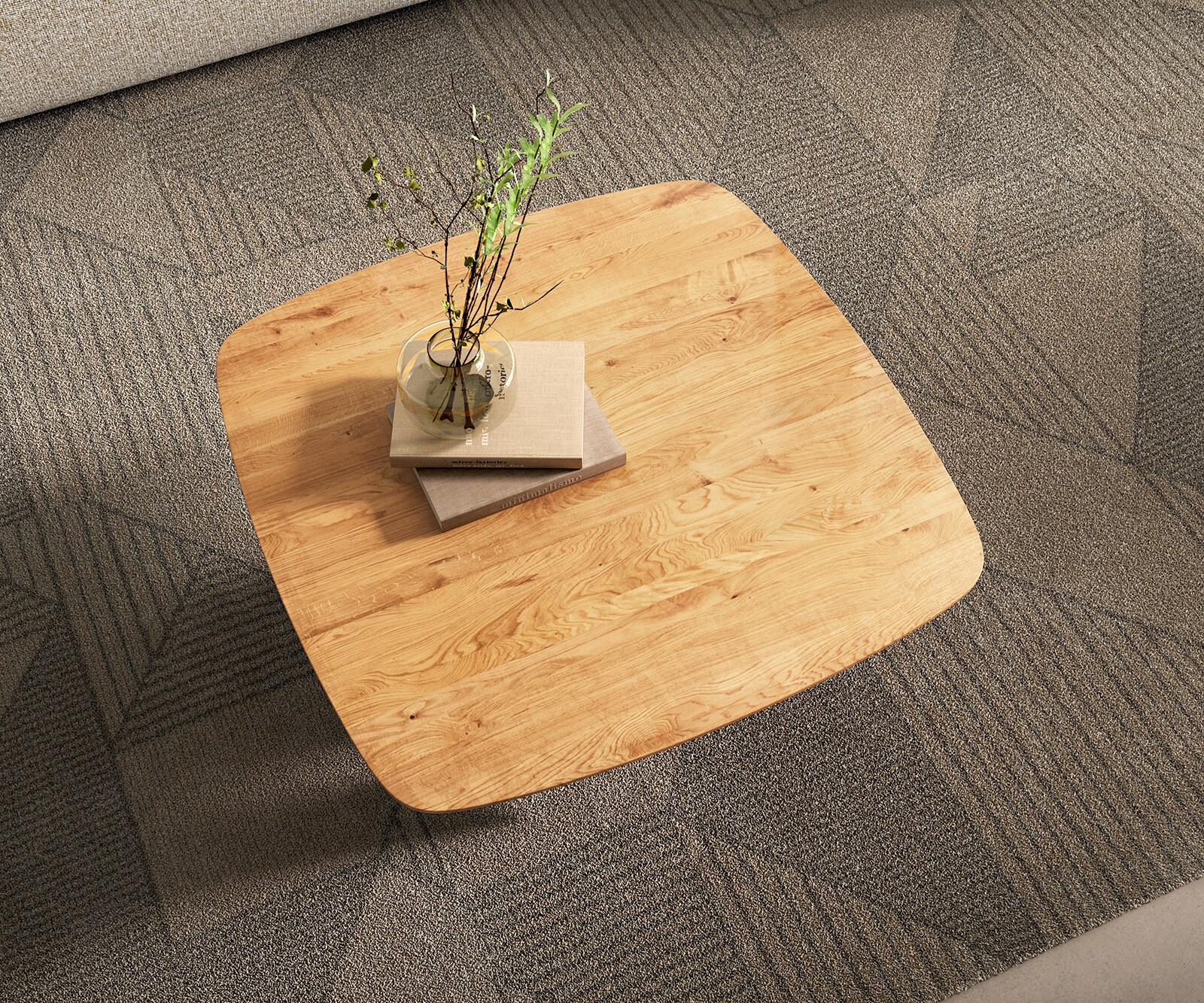 Couchtisch Edge Boot 90x90 cm Eiche Natur Schweizer Kante Parabi Metallic Silber 3