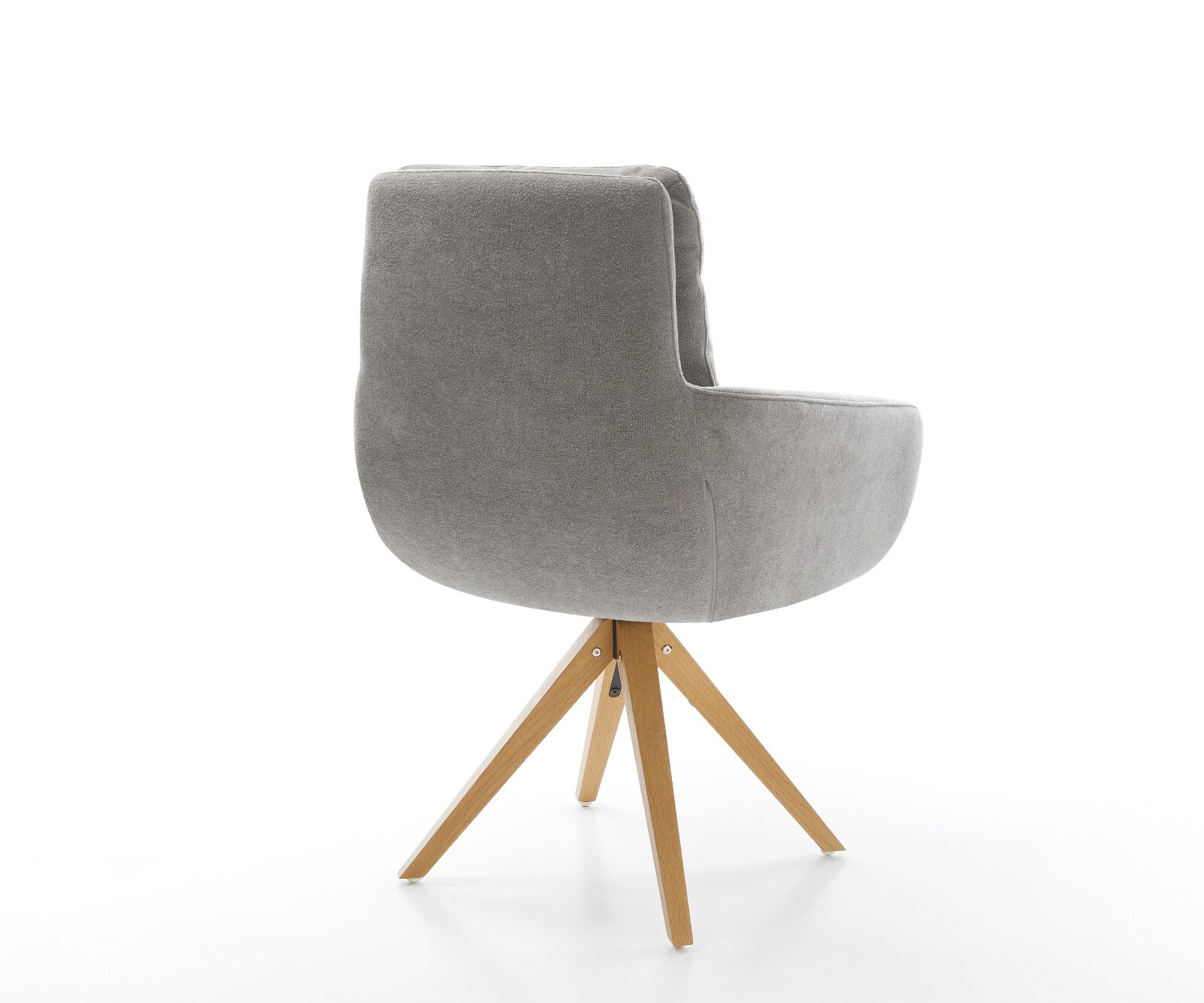 Drehstuhl Abelia-Flex mit Armlehnen Strukturstoff Soft Grau Holzgestell kantig Natur 180° drehbar 5