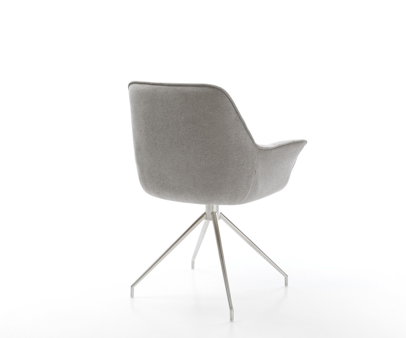 Esszimmerstuhl Kaira-Flex Strukturstoff Soft Grau Kreuzgestell konisch Edelstahl 5