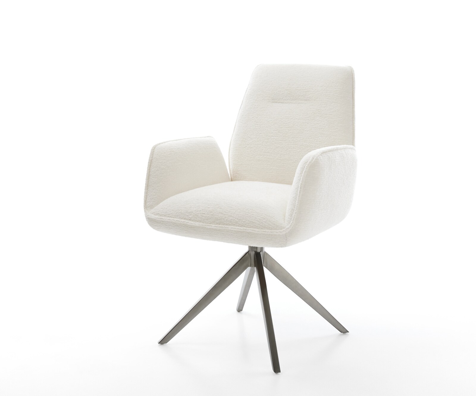 Chaise-pivotante Zoa-Flex bouclé doux beige pied croisé large grafiete pivotement sur 360° fonction bascule ressorts ensachés