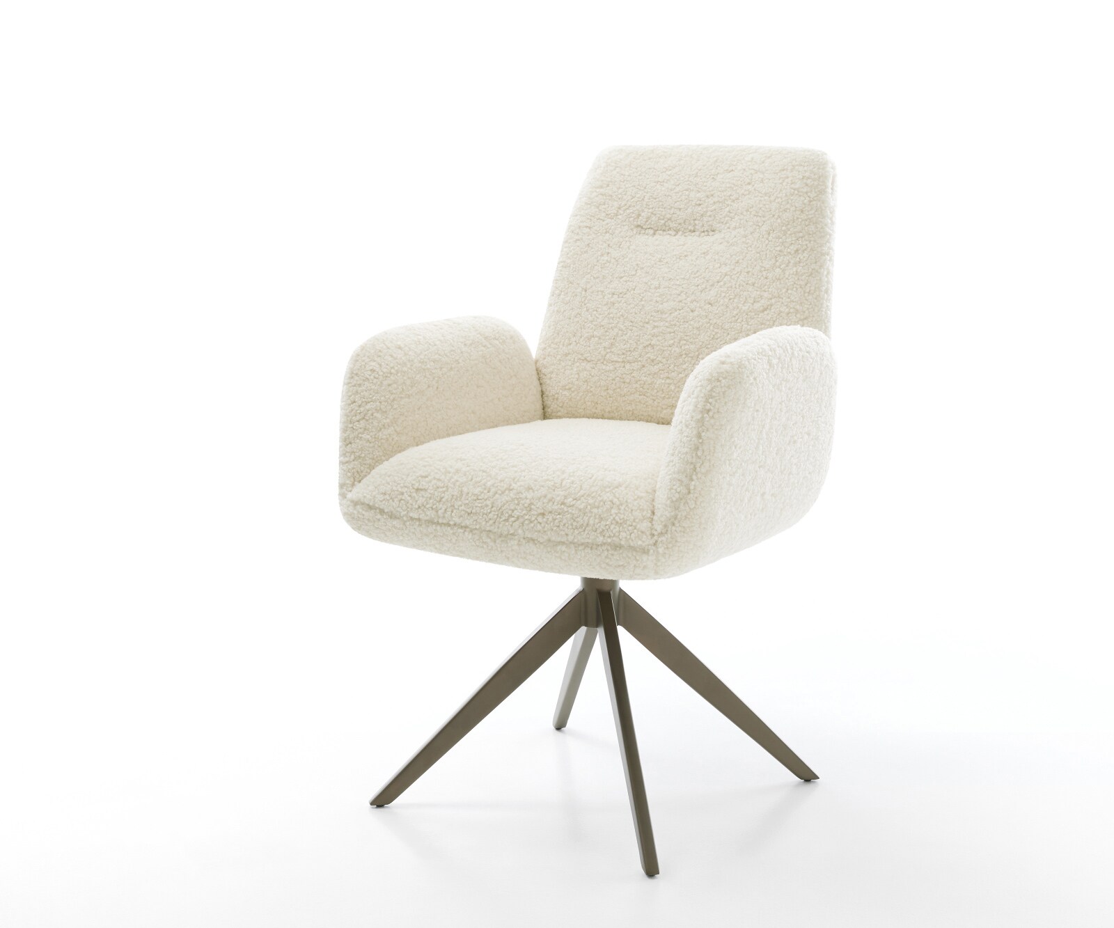 Chaise-pivotante Zoa-Flex tissu teddy beige pied croisé large aspect titane pivotement sur 360° fonction bascule ressorts ensachés
