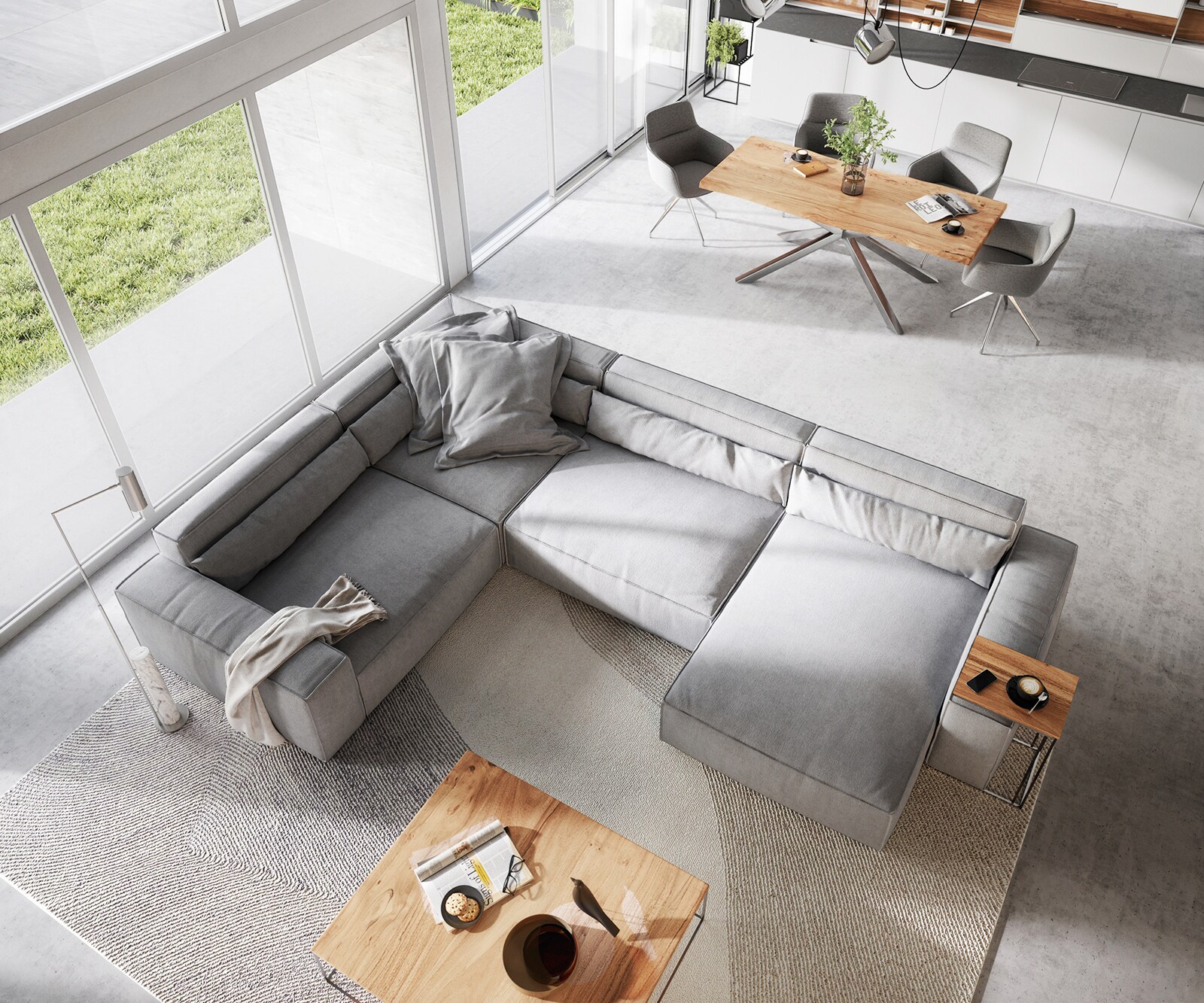Wohnlandschaft Sirpio XL 360x260 cm Mikrofaser Grau Recamiere variabel 4