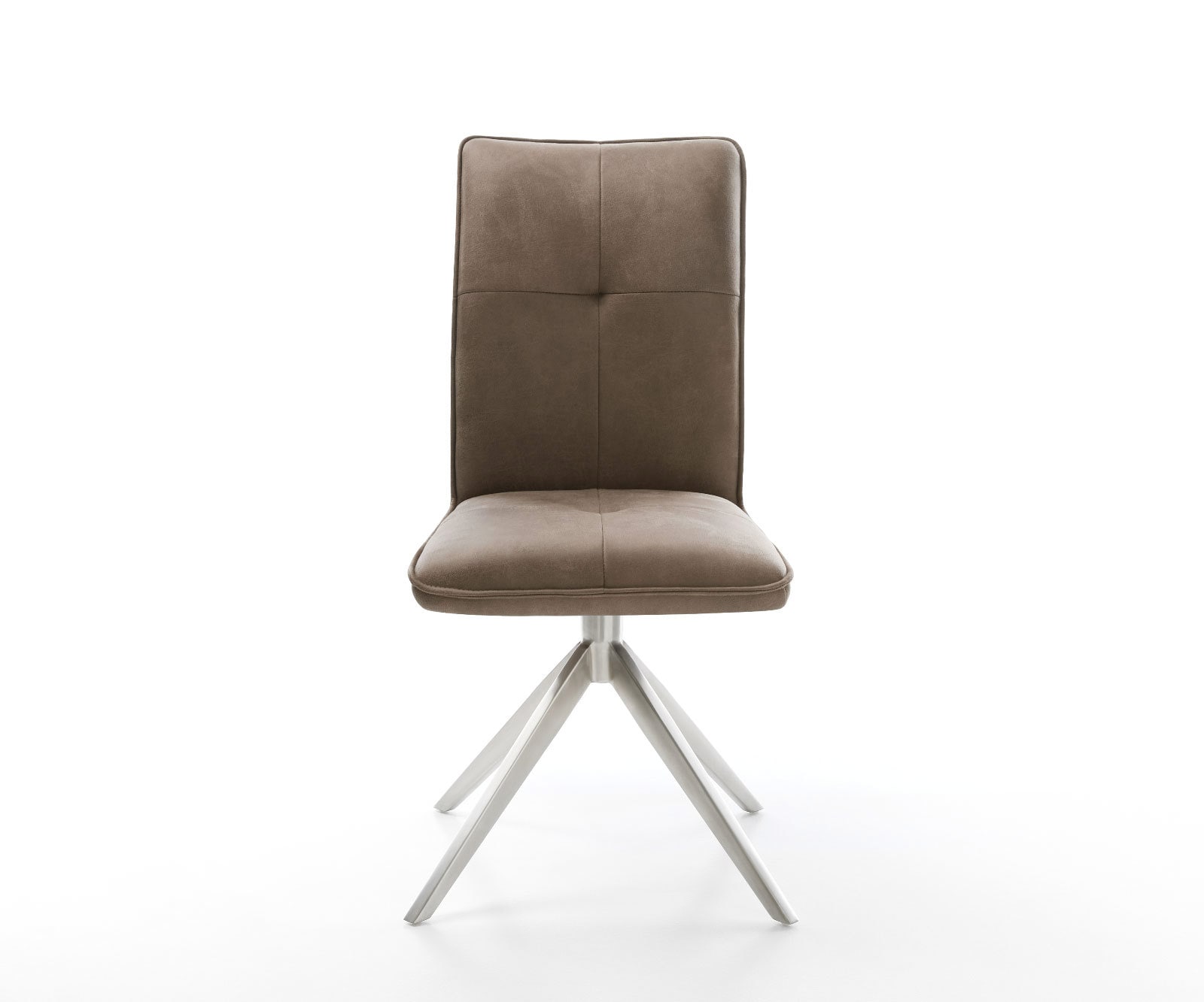 Drehstuhl Maddy-Flex Mikrofaser Taupe Vintage Kreuzgestell breit Edelstahl 360° drehbar Wippfunktion 1