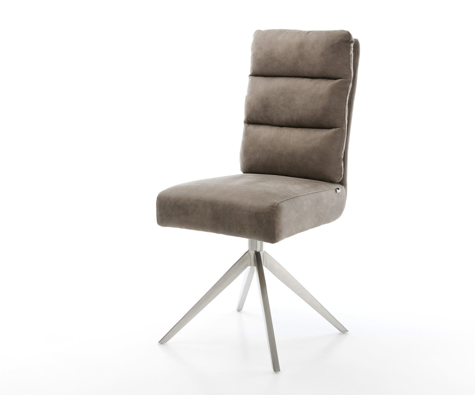 Drehstuhl Pela-Flex Mikrofaser Taupe Vintage Kreuzgestell breit Edelstahl 3 günstig online kaufen