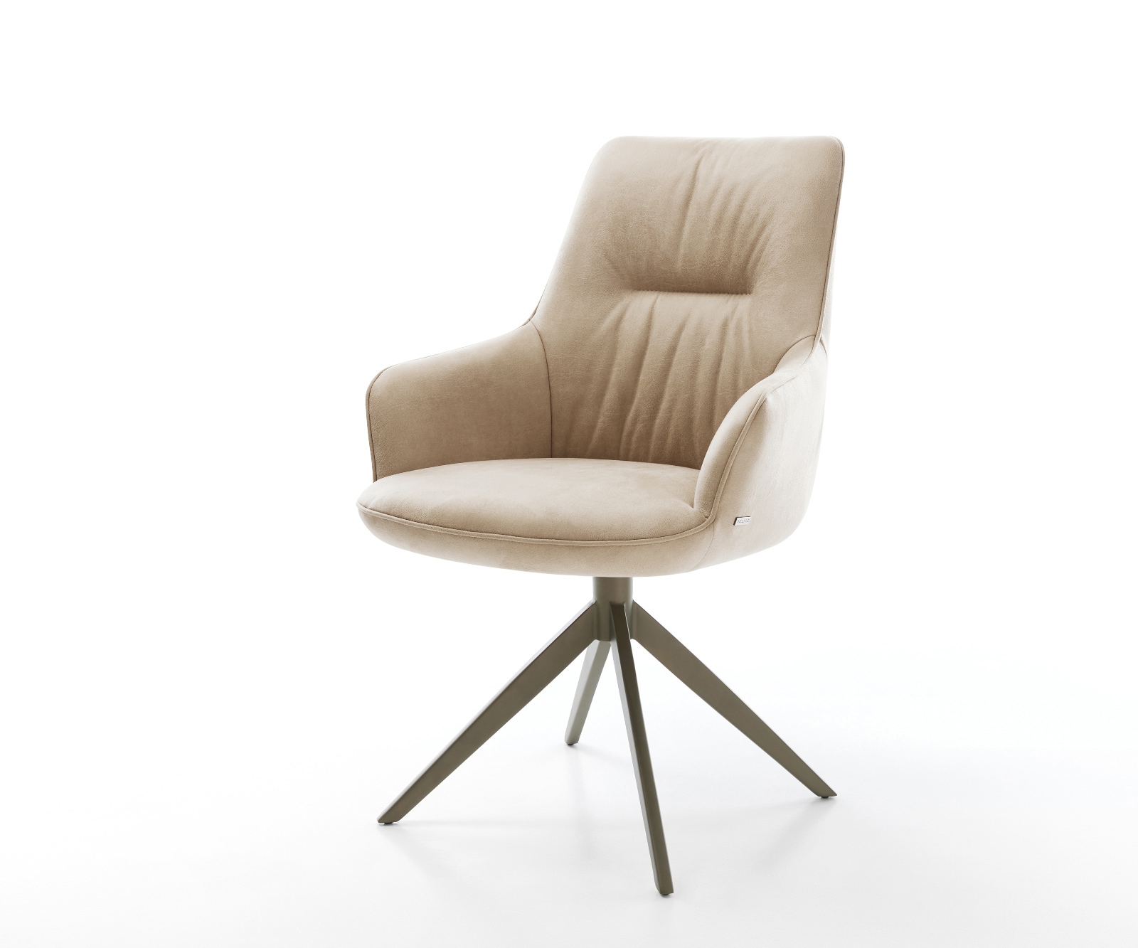 Drehstuhl Zelia-Flex mit Armlehnen Mikrofaser Beige Vintage Kreuzgestell breit Effektfinish Titan 360° drehbar Wippfunktion Taschenfederkern