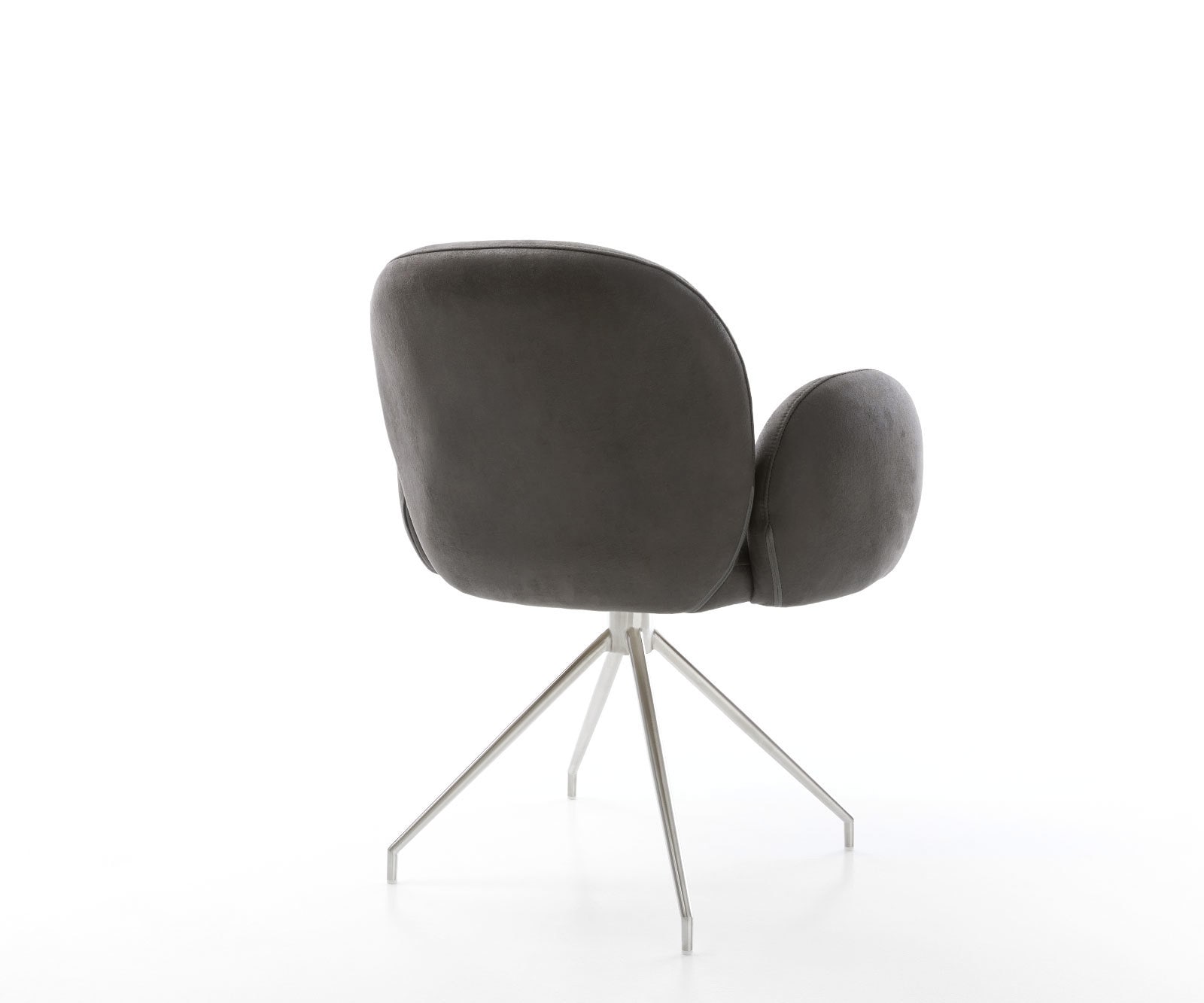 Drehstuhl Nube-Flex mit Armlehnen Mikrofaser Anthrazit Vintage Kreuzgestell konisch Edelstahl 180° drehbar Taschenfederkern 4 Drehstuhl Nube-Flex mit Armlehnen Mikrofaser Anthrazit Vintage Kreuzgestell konisch Edelstahl 180° drehbar Taschenfederkern 4