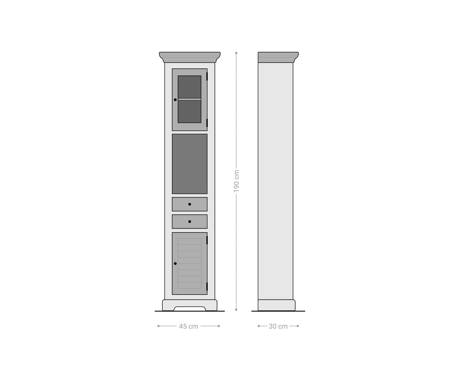 Hochschrank Casa  45x190 cm Mango Weiss Natur 7