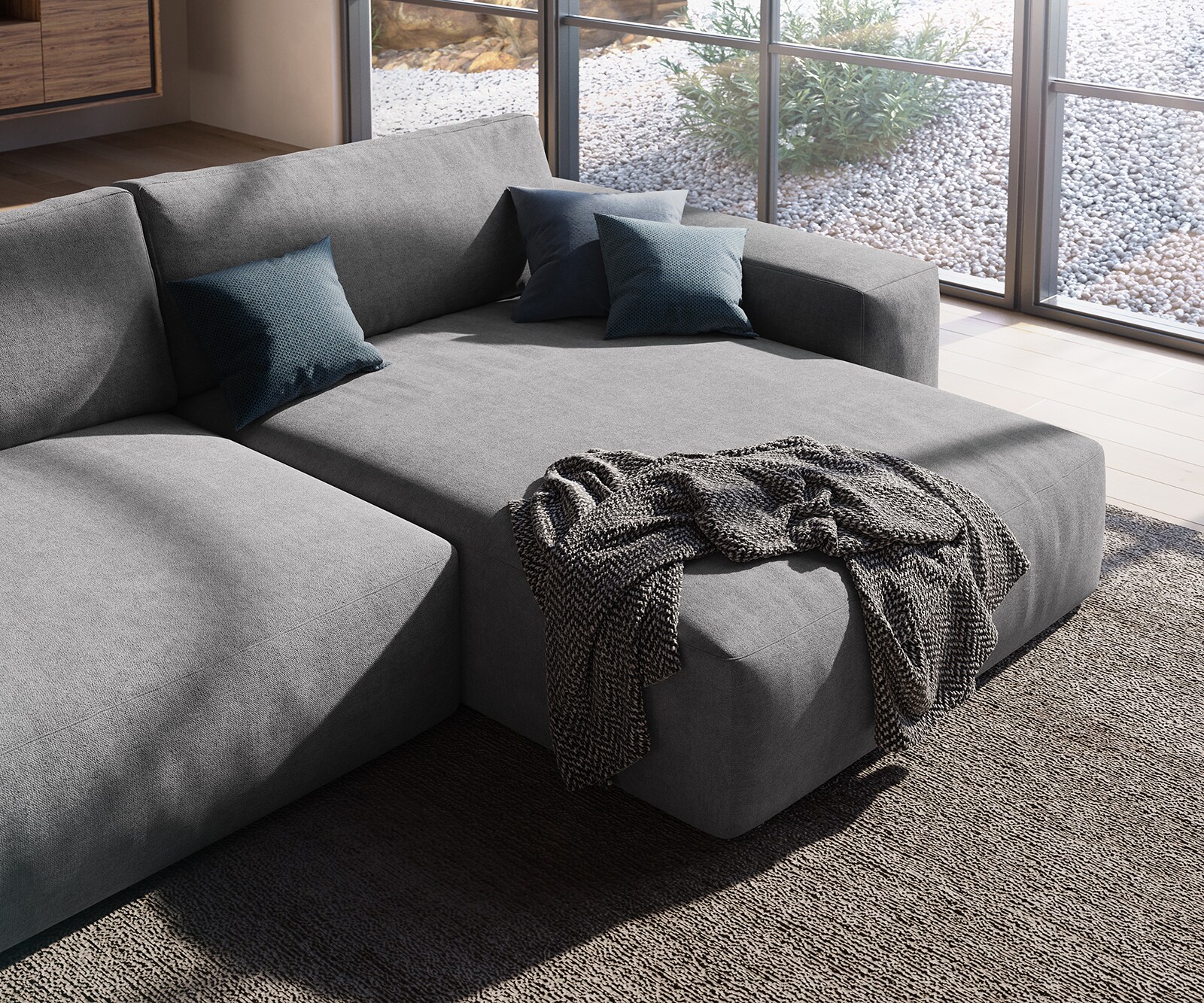 Ecksofa Lanzo XL 380x180 cm Mikrofaser Grau Recamiere variabel 4