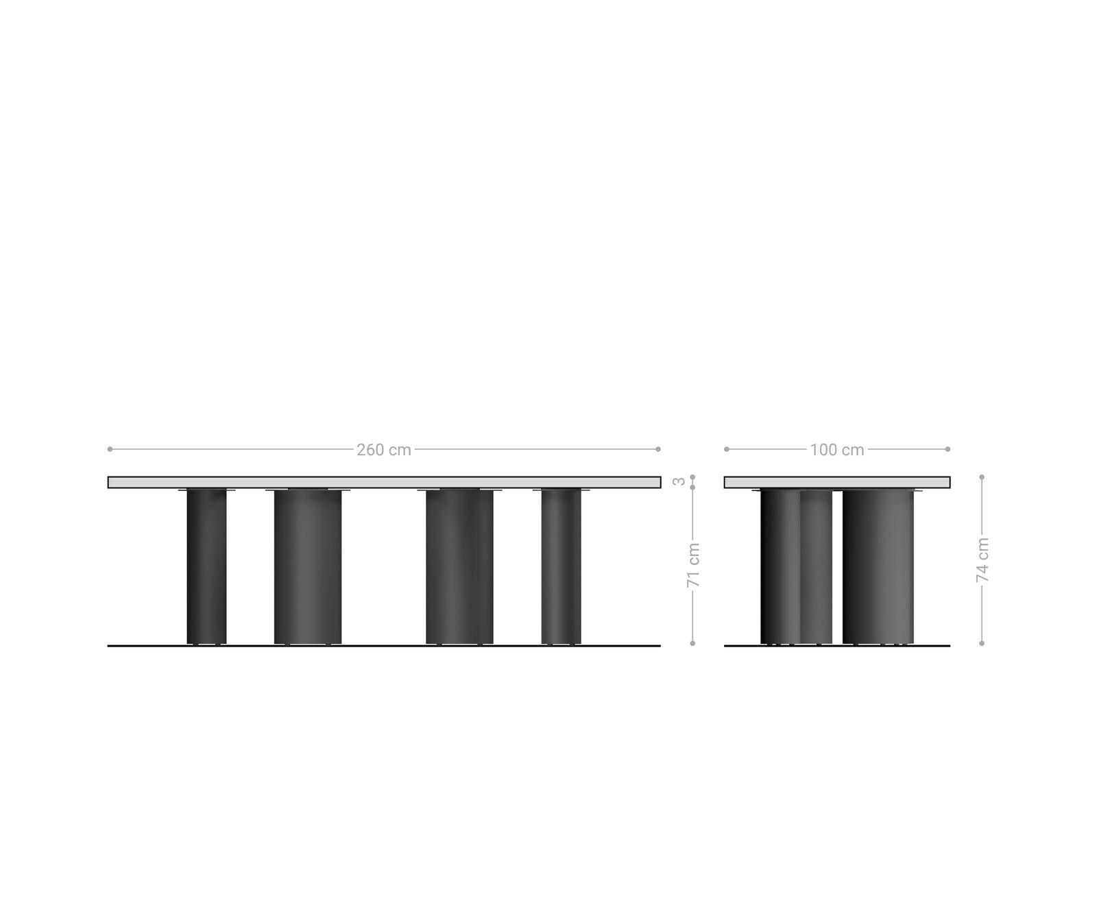 Esstisch Edge 260x100 Akazie Natur Pilier Edelstahl gebürstet Live-Edge 5