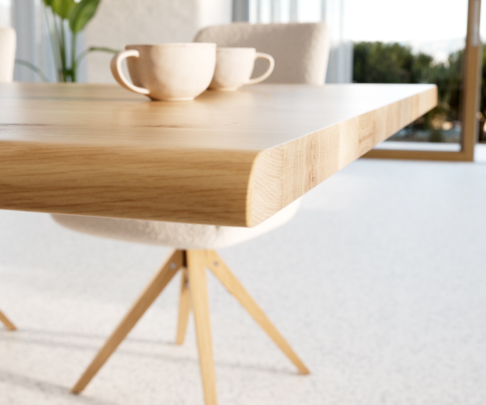 Esstisch Edge 200x100x2,5-3 Eiche Natur Edelstahl Schräg Live-Edge 4