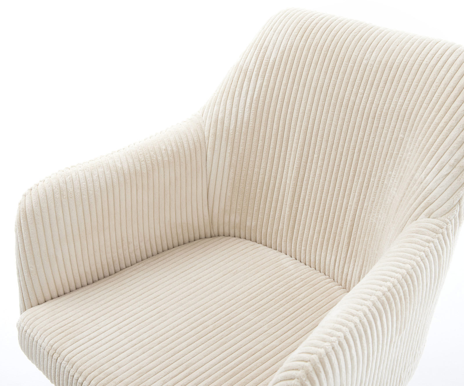 Drehstuhl Greg-Flex Cord Beige Kreuzgestell breit Edelstahl 360° drehbar Wippfunktion Taschenfederkern 3