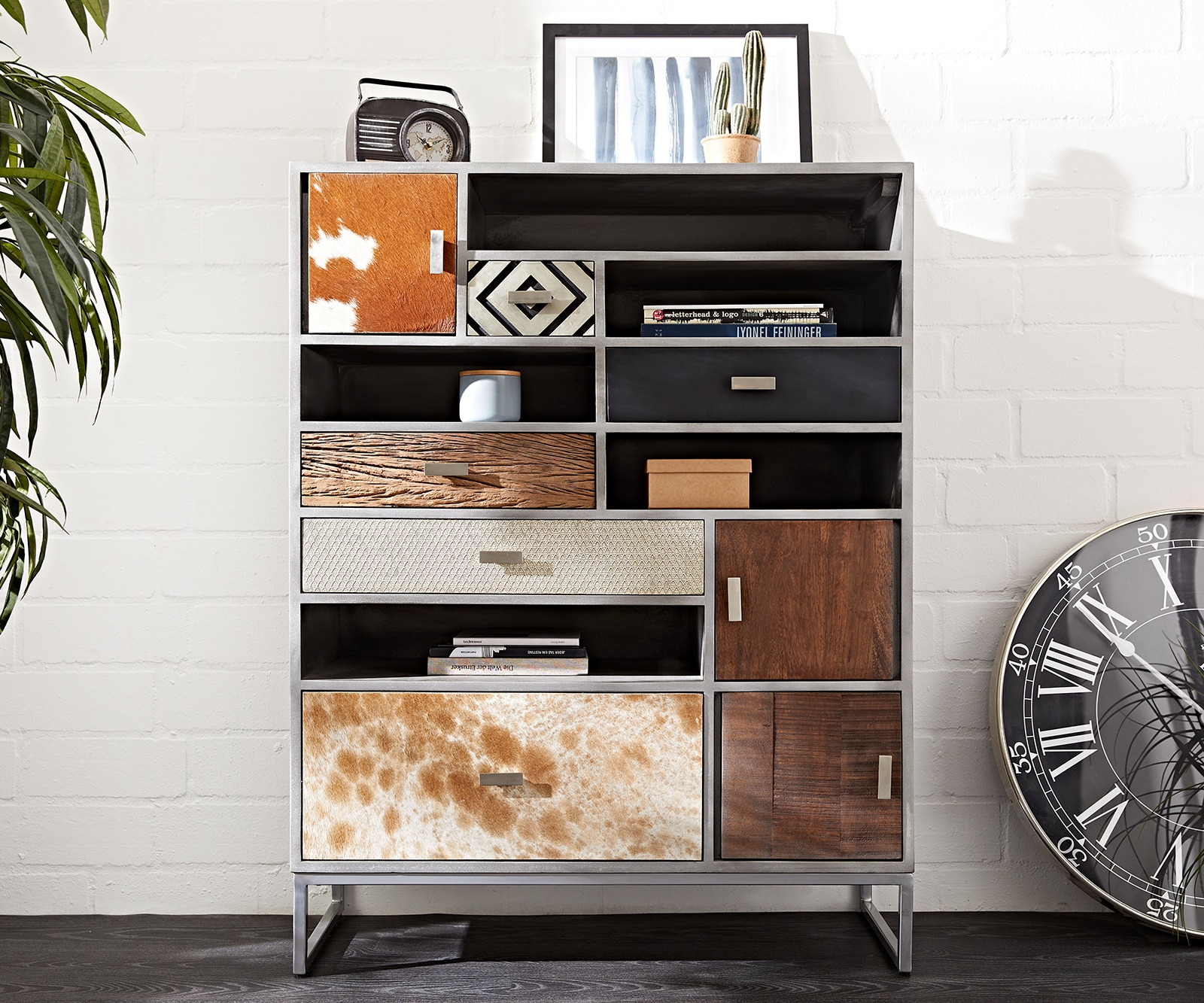 Highboard Multi-Drawer 100x130 Material Mix Anrichte Highboard Multi-Drawer 100x130 Material Mix Anrichte