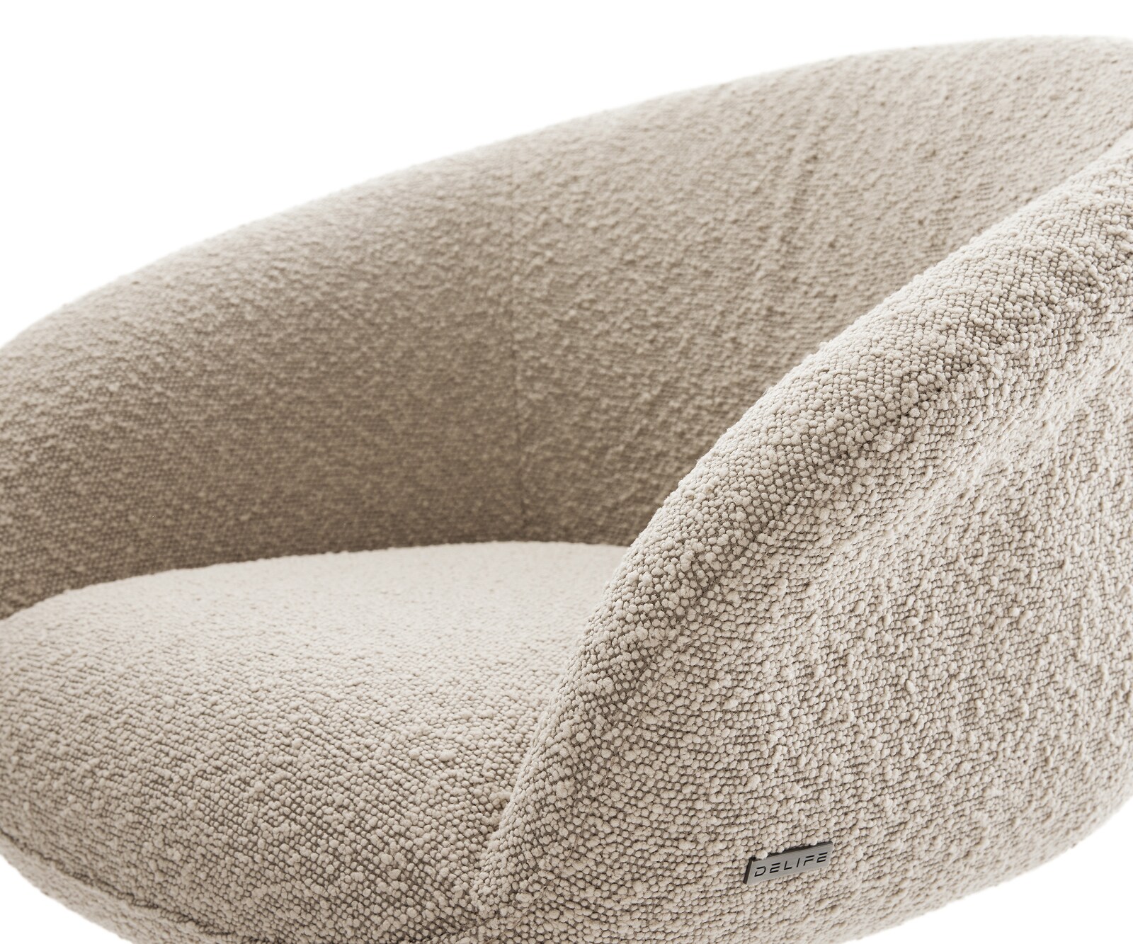 Drehstuhl Vinka-Flex mit Armlehnen Bouclé Soft Schlamm Holzgestell kantig Natur 360° drehbar Taschenfederkern 3
