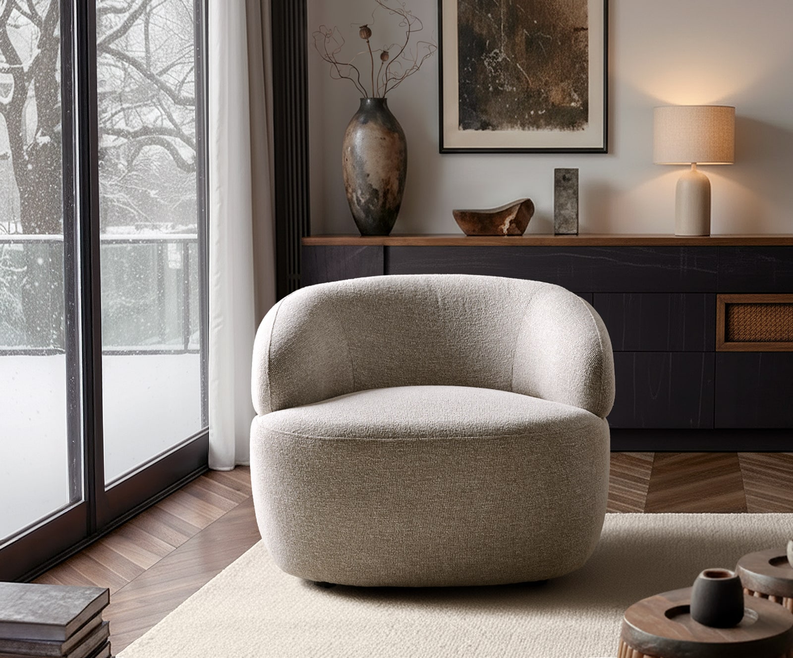 Loungesessel Nova 88x88 cm Webstoff Soft Beige 3 Loungesessel Nova 88x88 cm Webstoff Soft Beige 3