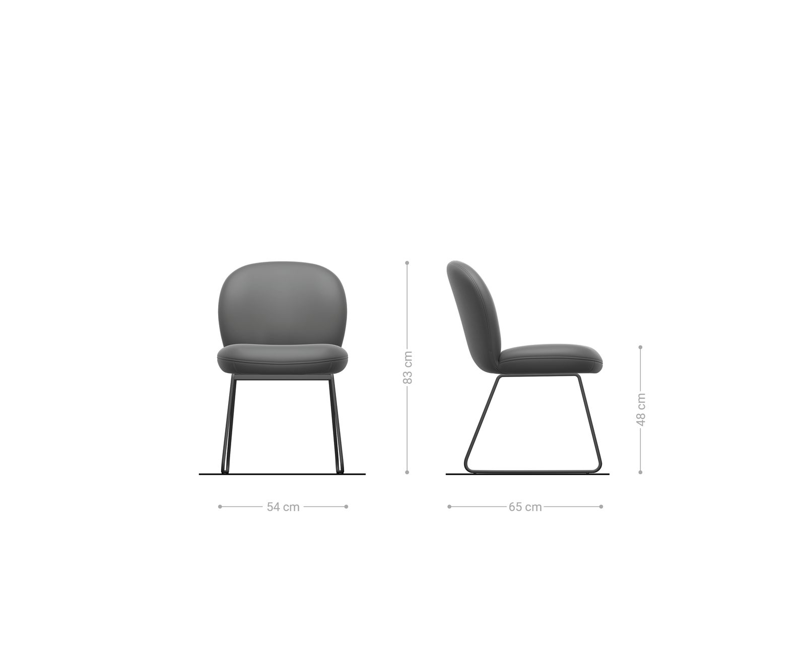Esszimmerstuhl Nube-Flex Strukturstoff Soft Grau Kufengestell Edelstahl Taschenfederkern 6