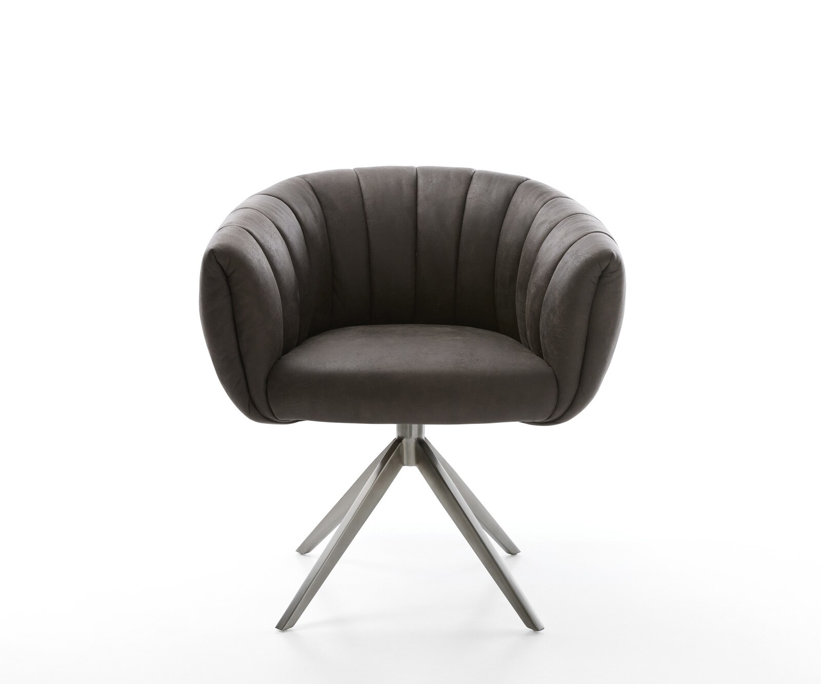 Drehstuhl Jada-Flex Mikrofaser Anthrazit Vintage Kreuzgestell breit Graphit 360° drehbar Wippfunktion Taschenfederkern 1