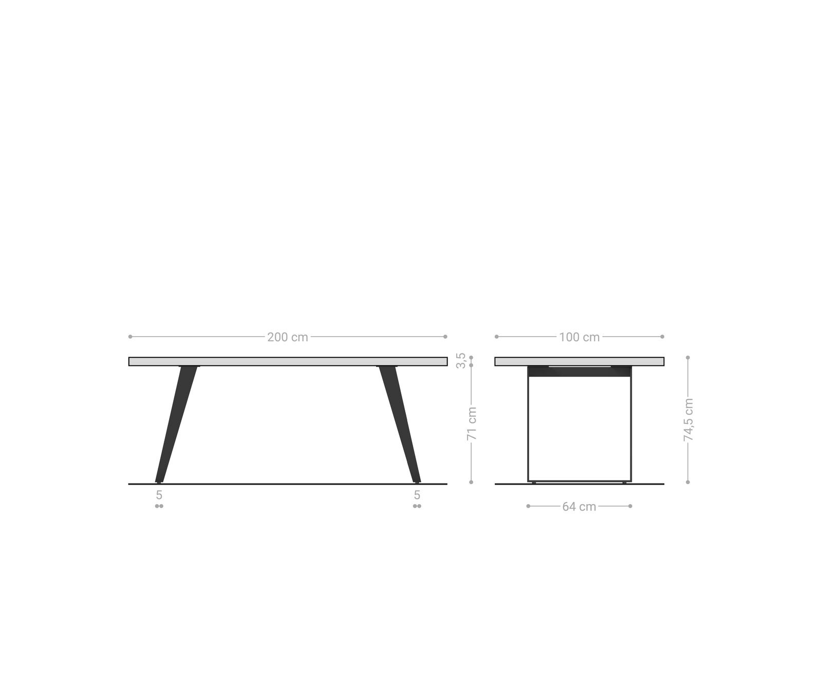 Esstisch Edge 200x100 Akazie Braun Edelstahl Gold Schräg Live-Edge 7